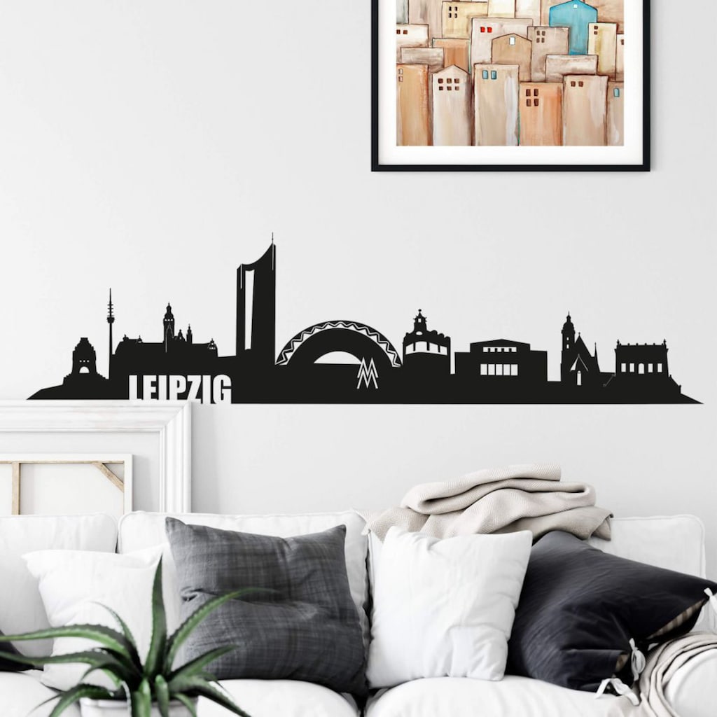 Wall-Art Wandtattoo »XXL Stadt Skyline Leipzig 120cm«, (1 St.)