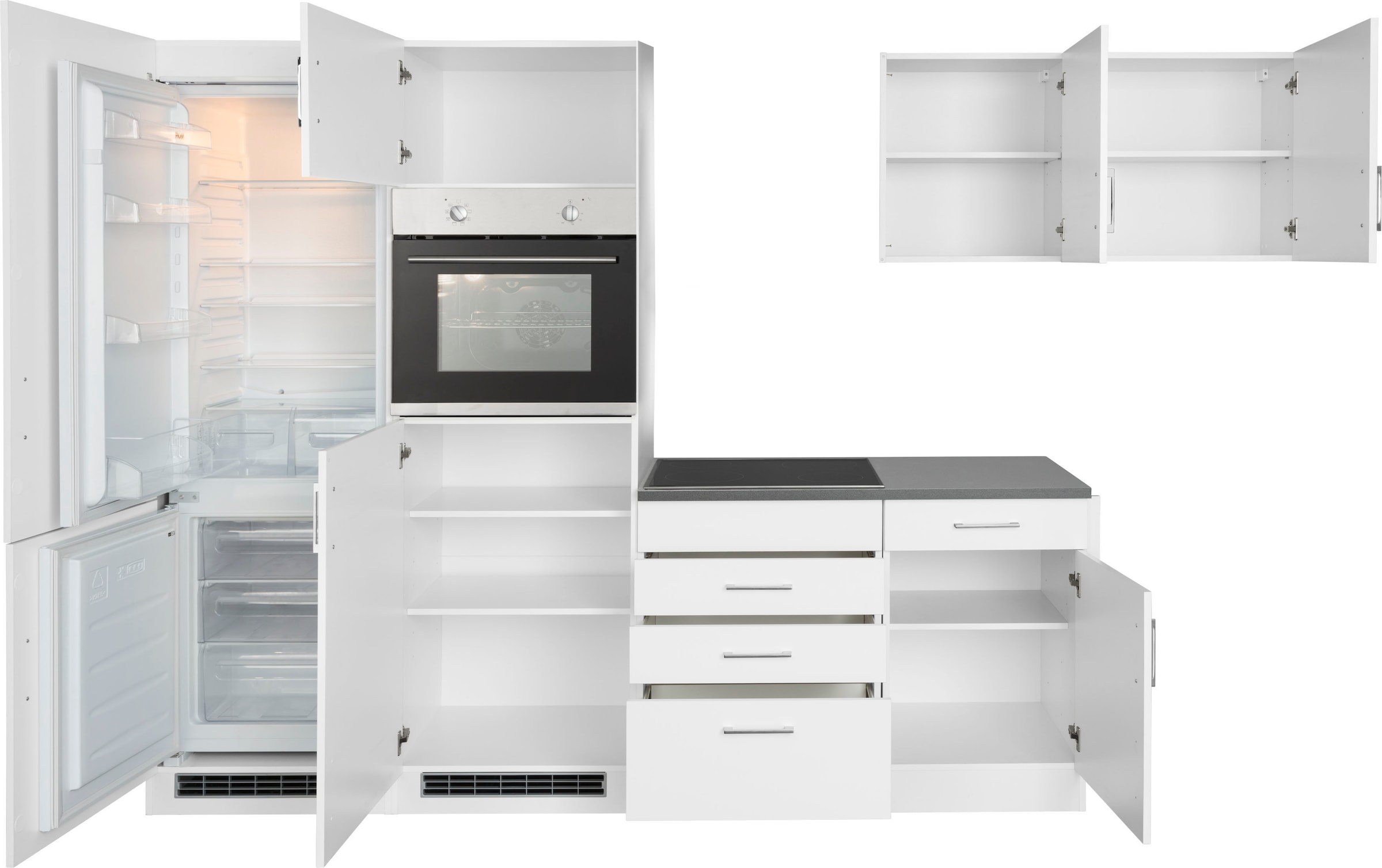 KOCHSTATION Küchenzeile »KS-Paris – Küchen mit einzigartigen Fotomotiven auf den Fronten« Stellbreite 290/220 cm, wahlweise mit E-Geräten und Induktion