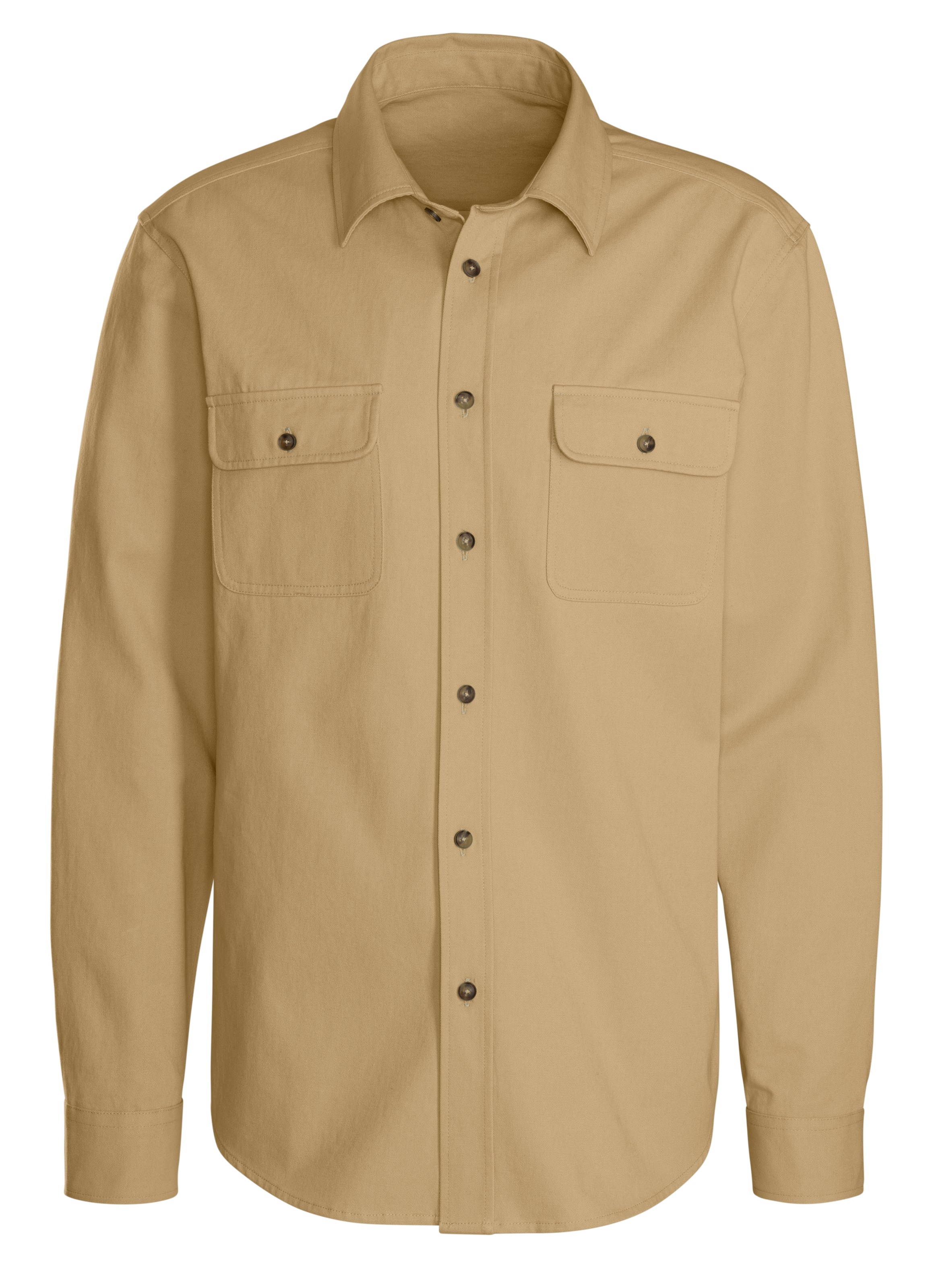 John Devin Langarmhemd, Overshirt aus reiner Baumwolle, mit aufgesetzten Taschen