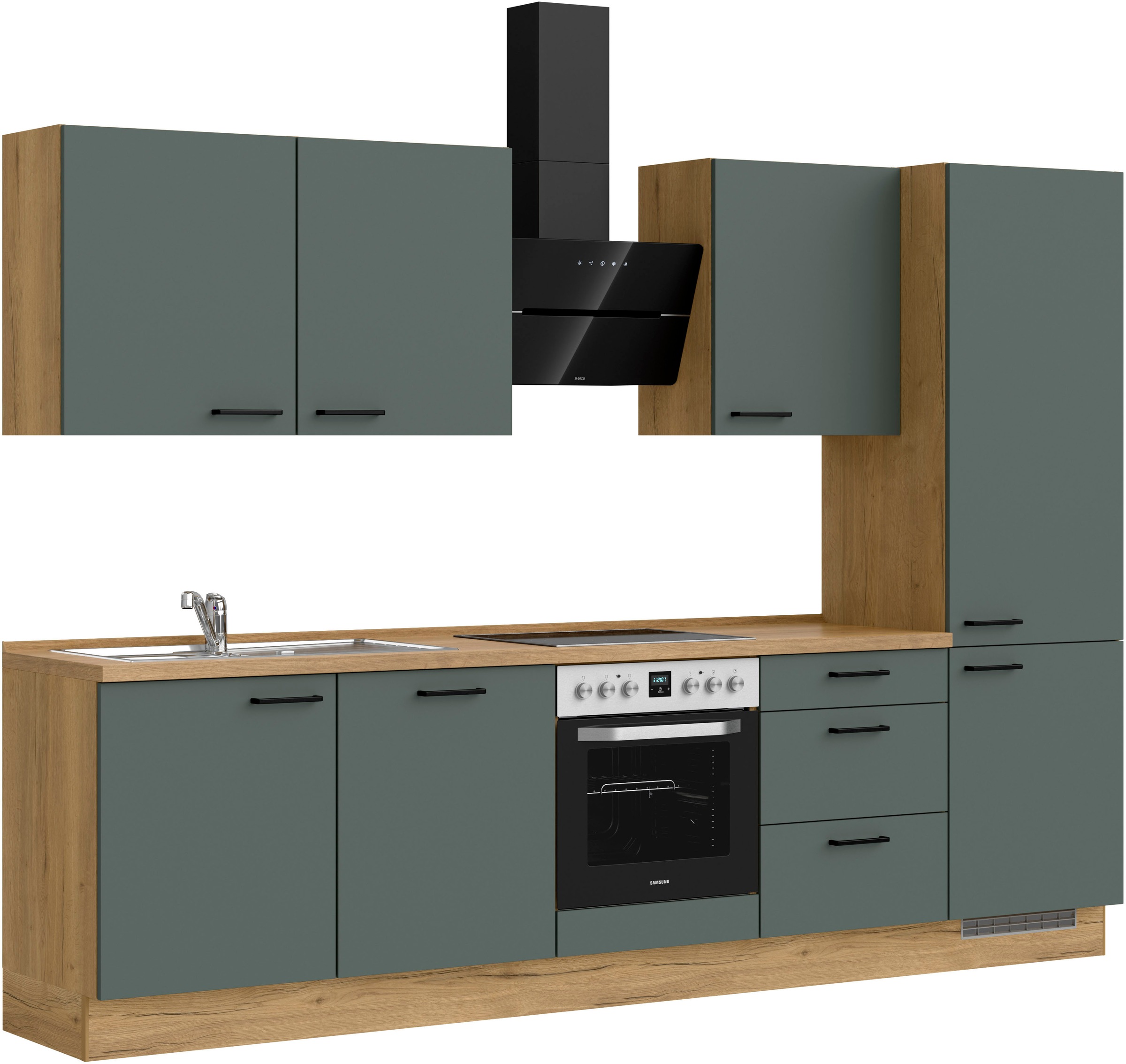 nobilia® Küchenzeile »"Easytouch II"«, vormontiert, Ausrichtung wählbar, Breite 300 cm, wahlw. mit E-Geräten