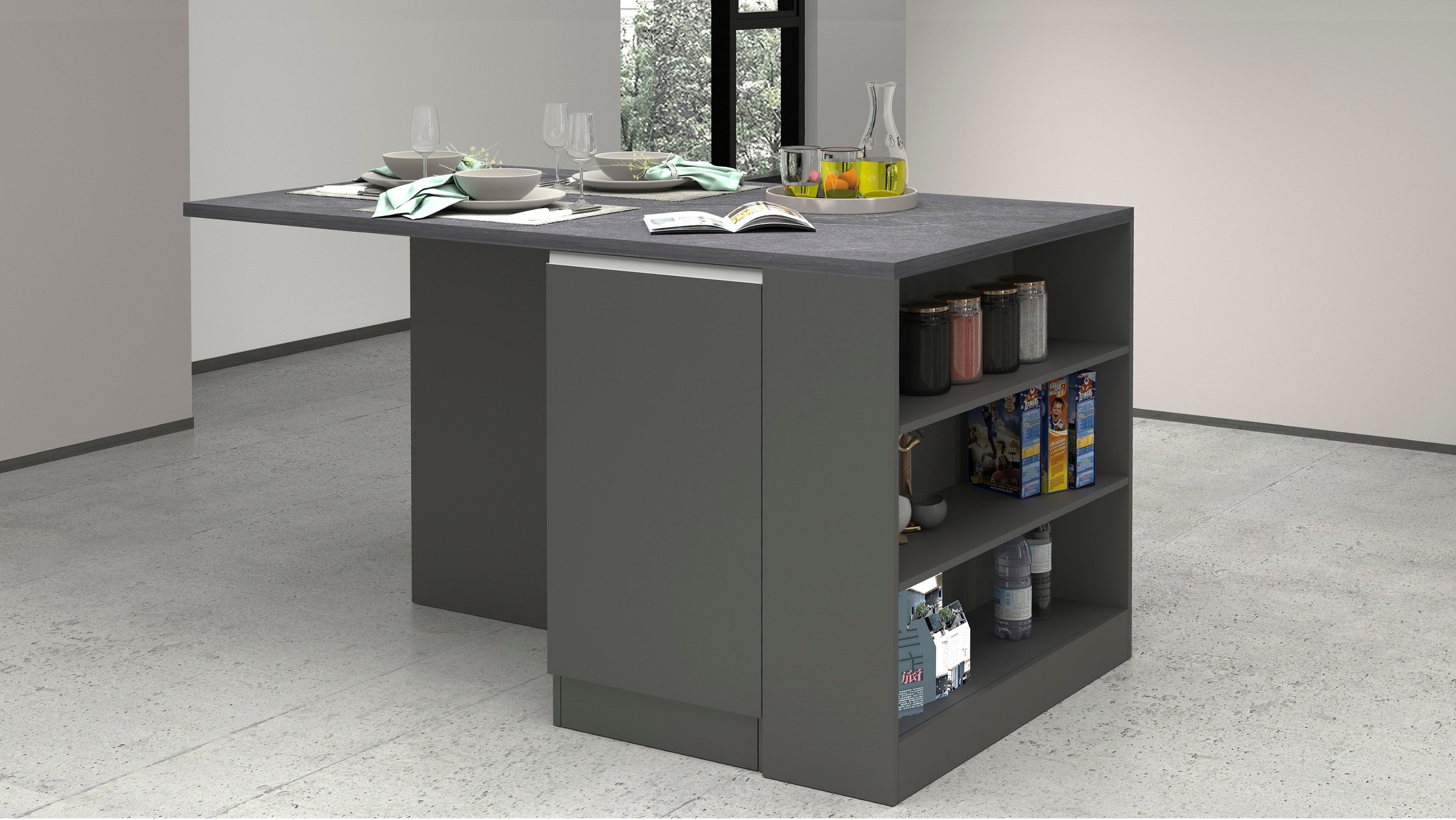 KOCHSTATION Kücheninsel »KS-Sole«, Breite 160 cm, 2 Türen, 4 offene Fächer günstig online kaufen