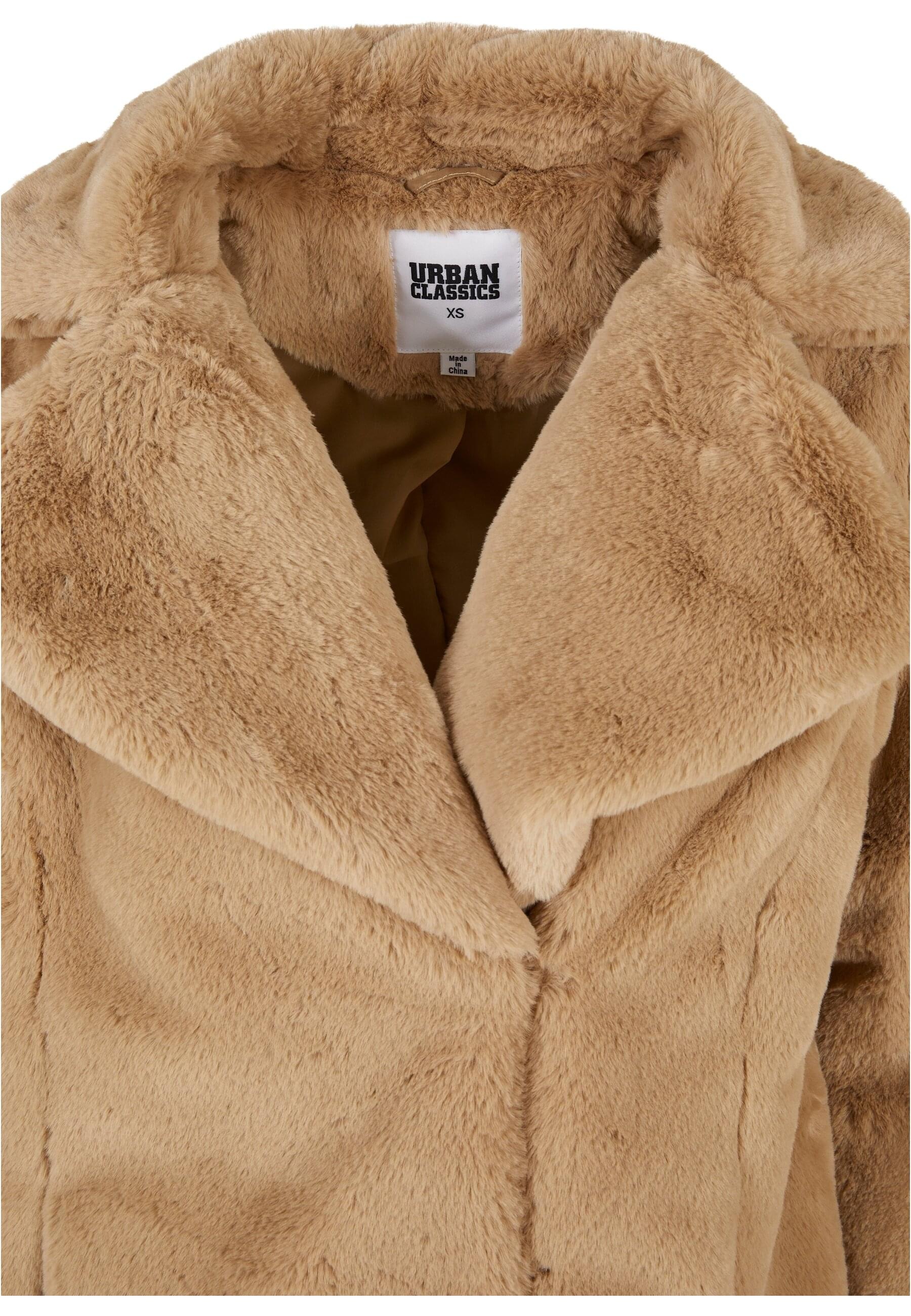 URBAN CLASSICS Winterjacke »Urban Classics Damen Ladies Lapel Teddy Jacket« 1 Stk. tlg. ohne Kapuze