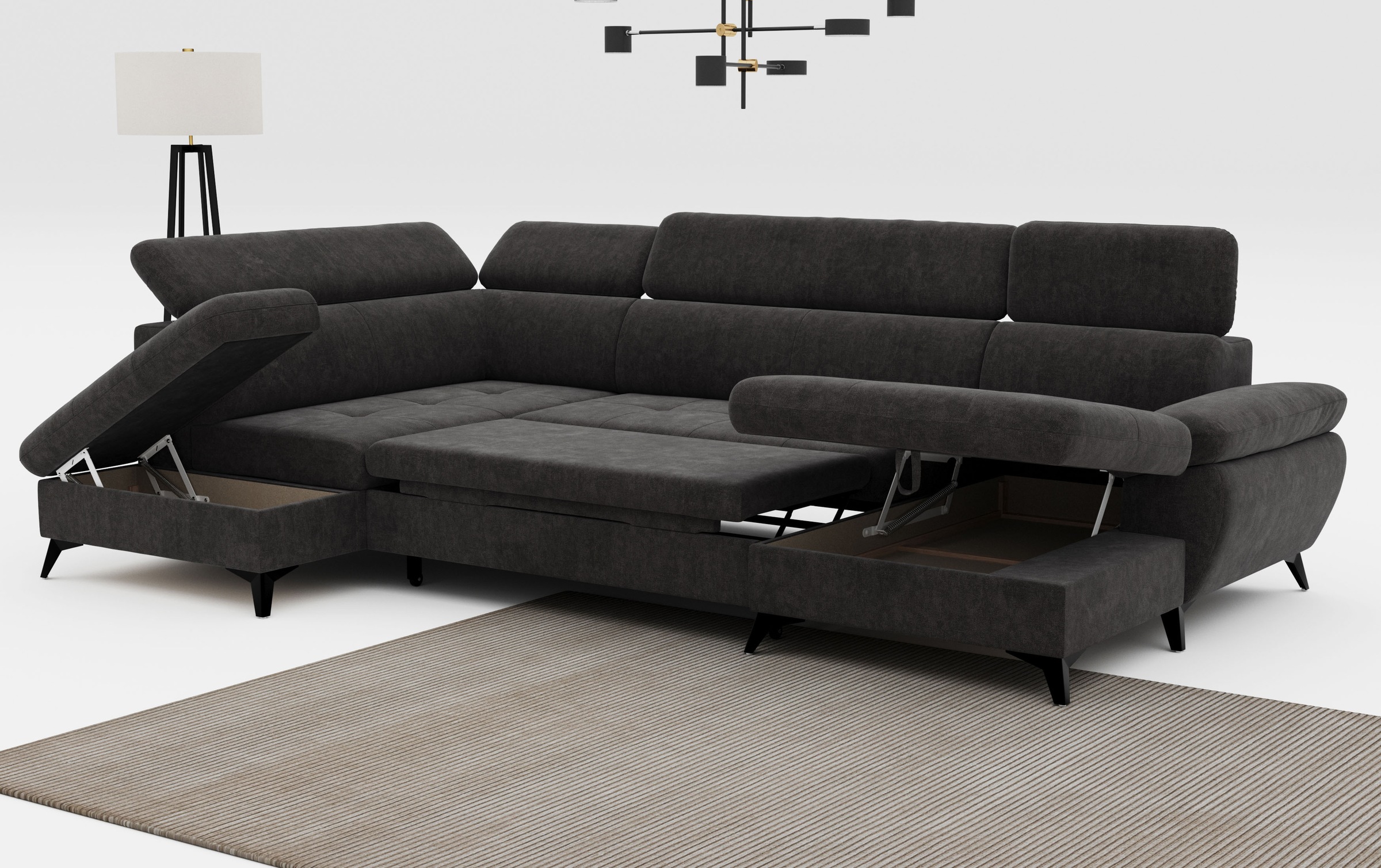 COTTA Wohnlandschaft »Hudson U-Form«, mit Kopfteilverstellung, wahlweise mit Bettfunktion & Bettkasten