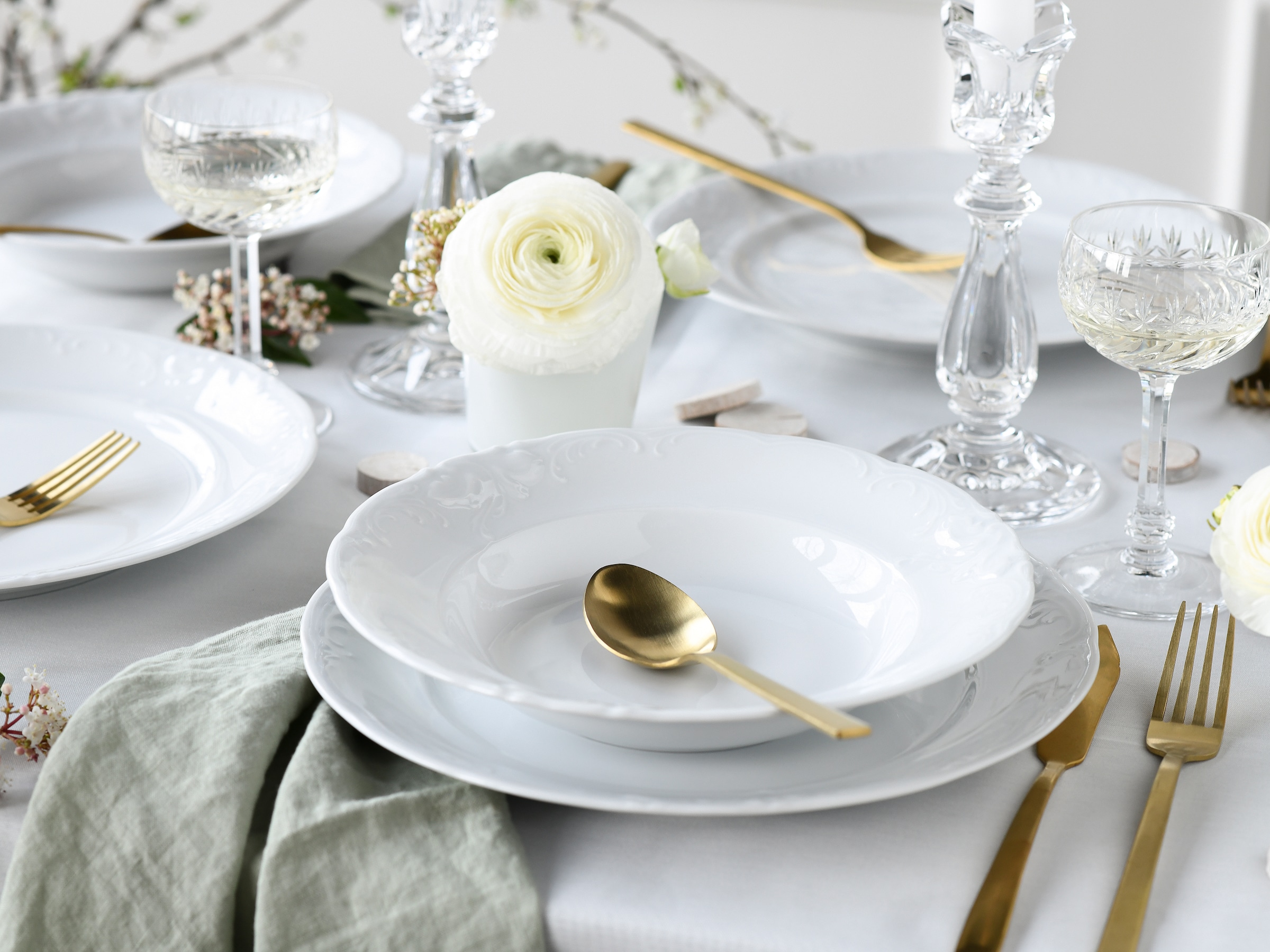 CreaTable Tafelservice »Frederike Weiss, Service 12-tlg.« Klassisch, Zeitlos