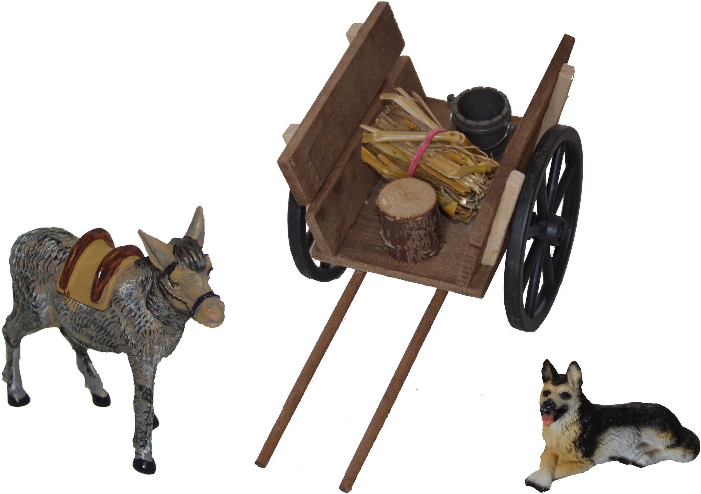 Alfred Kolbe Krippen-Zubehör, (Set, 3tlg.), Eselwagen mit Esel und Hund  online bestellen