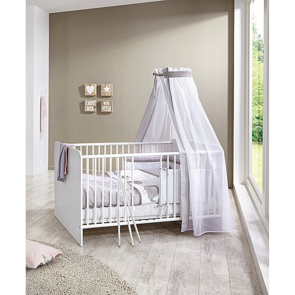 BMG Möbel Babyzimmer-Komplettset »Luis«, (Set, 5 St., Bett + Wickelkommode + 2-trg. Schrank + Standregal + Wandboard)