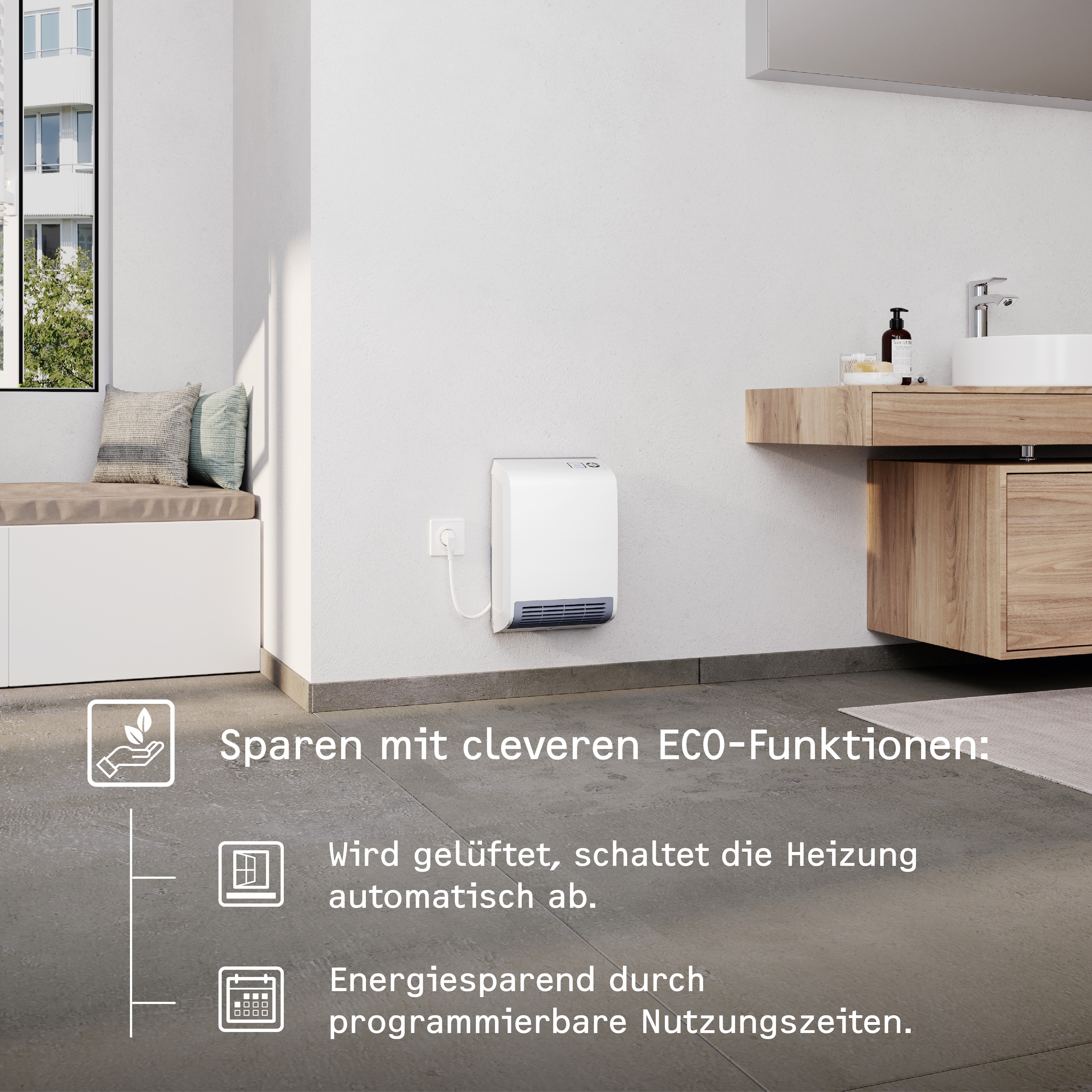 STIEBEL ELTRON Badschnellheizer »CK 20 trend LCD, Keramik Heizlüfter energiesparend, 2 kW«, LCD, für ca. 25 m², Made in Germany, Wochentimer