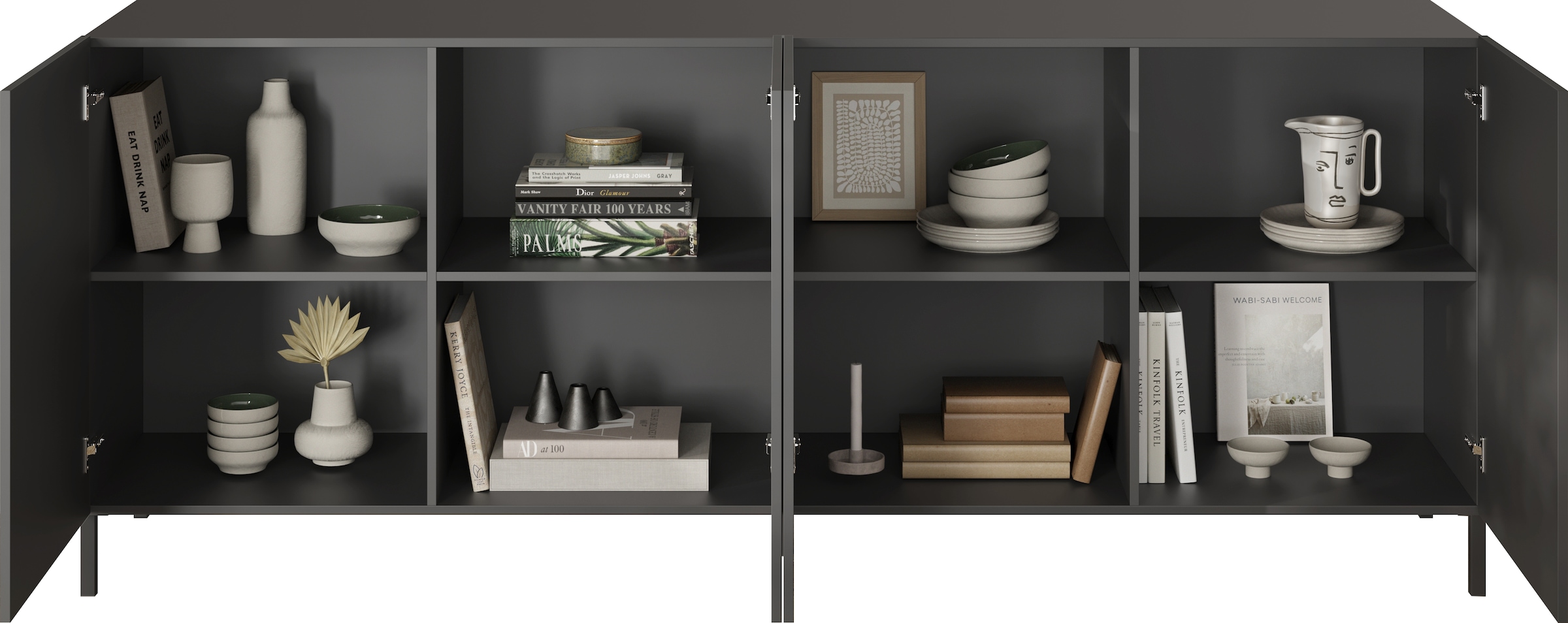 INOSIGN Sideboard »Snake Breite 241 cm, moderne Kommode mit 4 Türen«, Anrichte mit viel Stauraum, Front mit besonderem Siebdruck