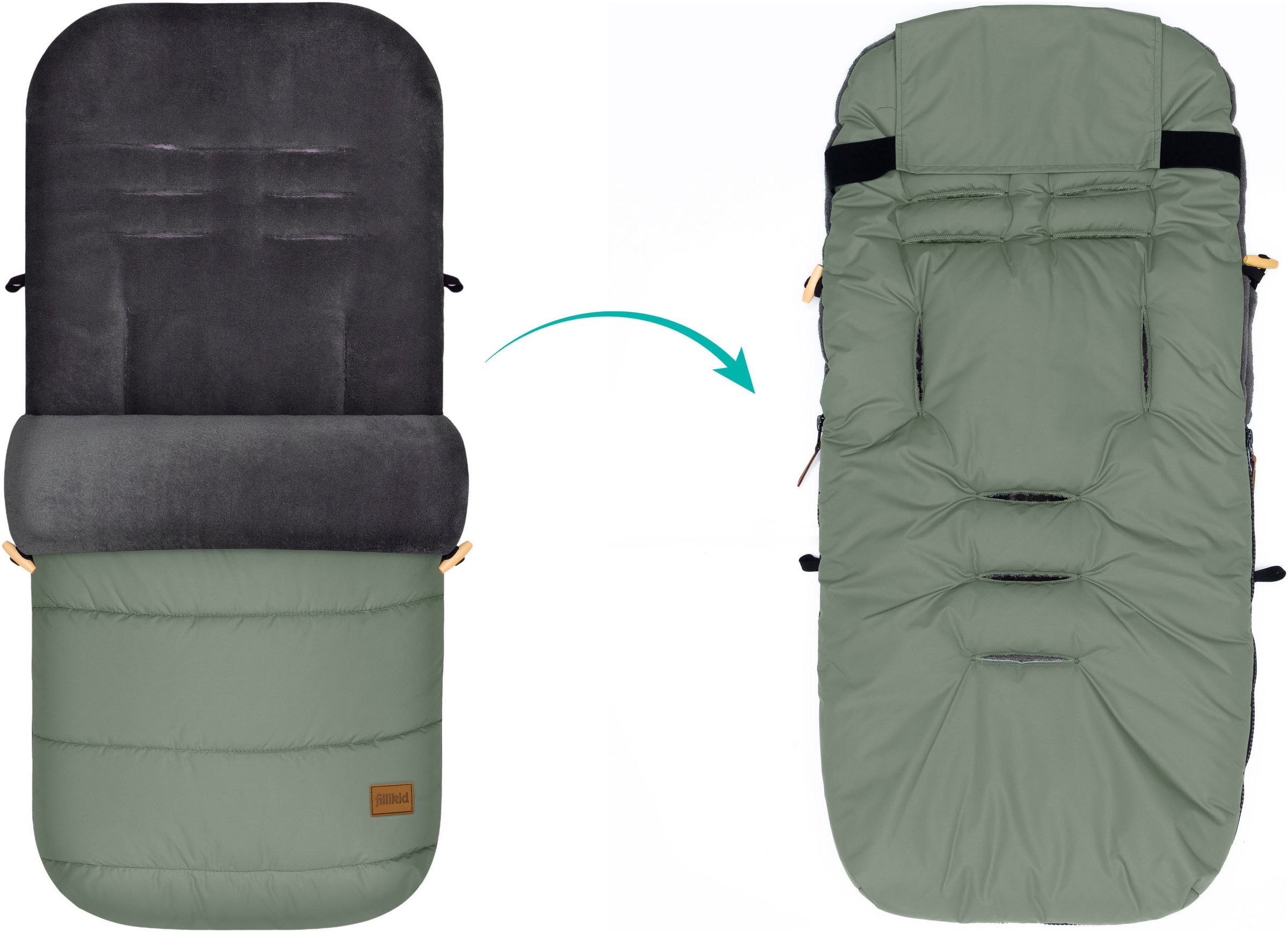 Fillikid Fußsack »Lanin Polyester Winterfußsack, salbei«