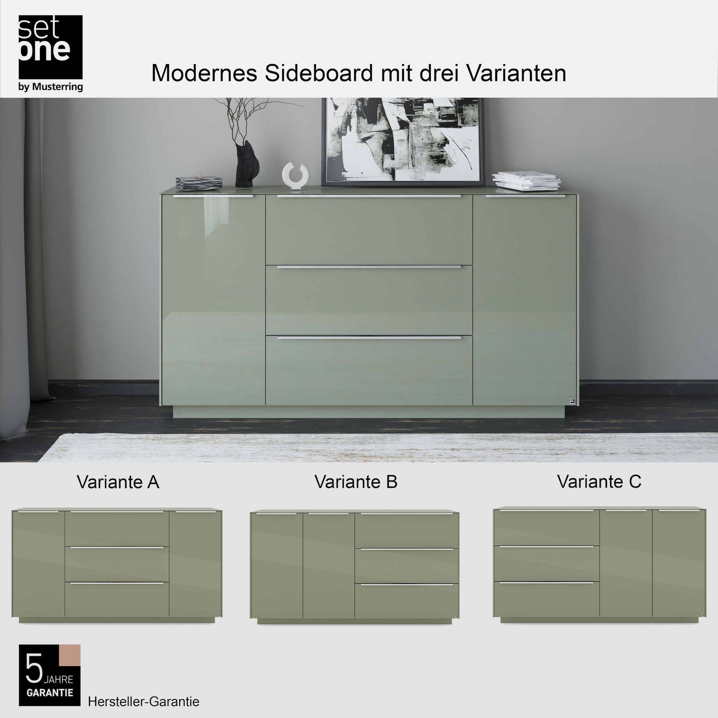 set one by Musterring Sideboard »Reno« 1 Stk. tlg. Mit Sockel in diversen Farben, 102 cm Höhe & Farbauswahl