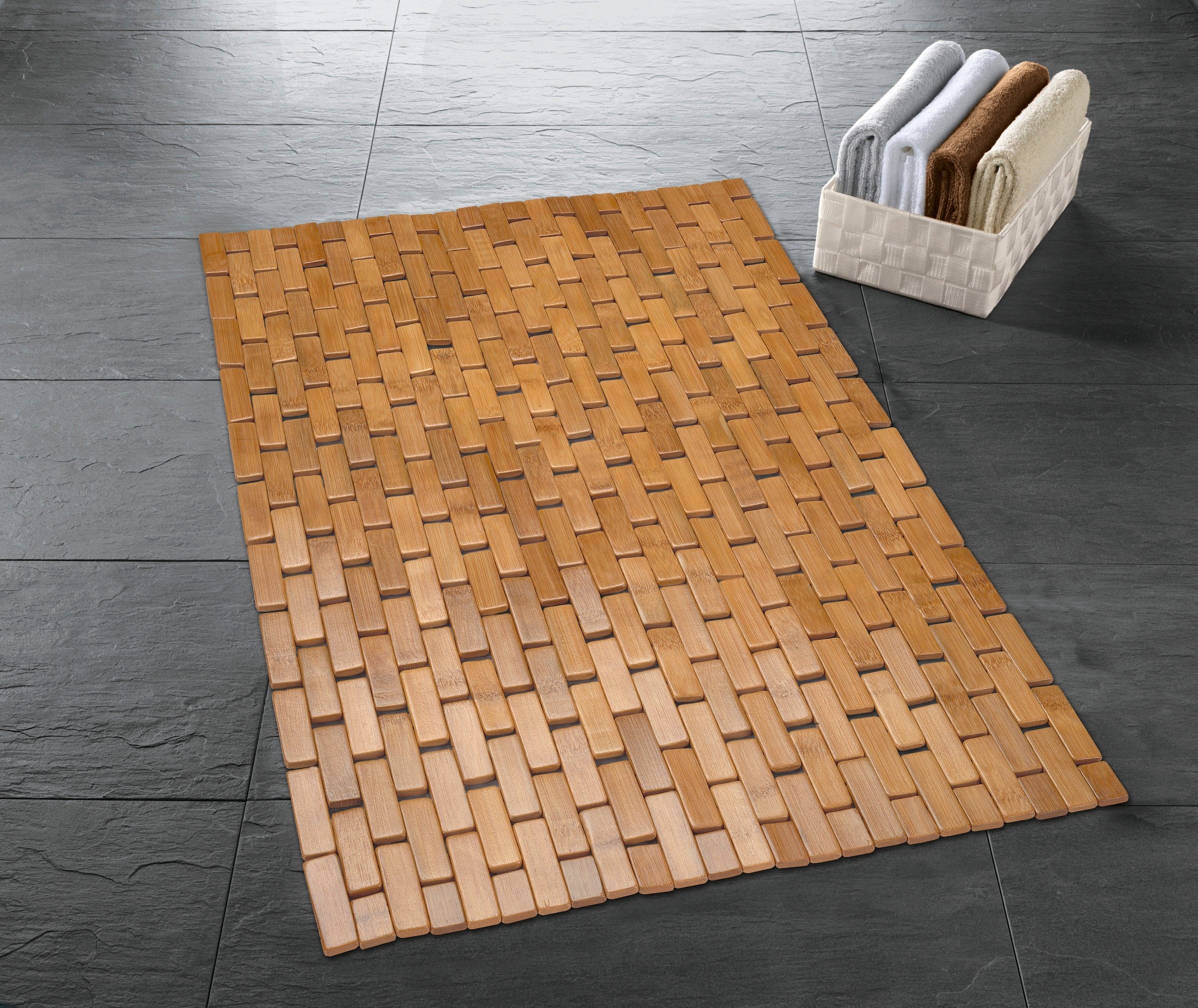 Kleine Wolke Badematte »Palito«, rutschhemmend beschichtet, Holzmatte, 100% Bambus, 50x70 cm