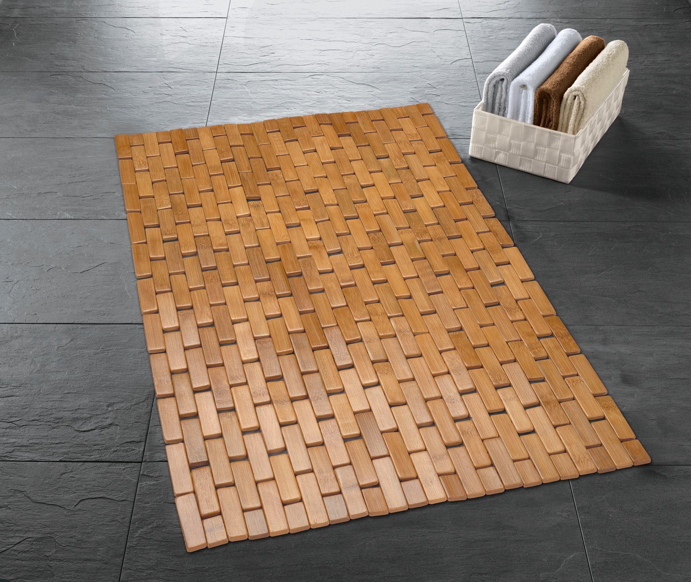 Kleine Wolke Badematte »Palito« Höhe 5 mm rutschhemmend beschichtet Holzmat günstig online kaufen