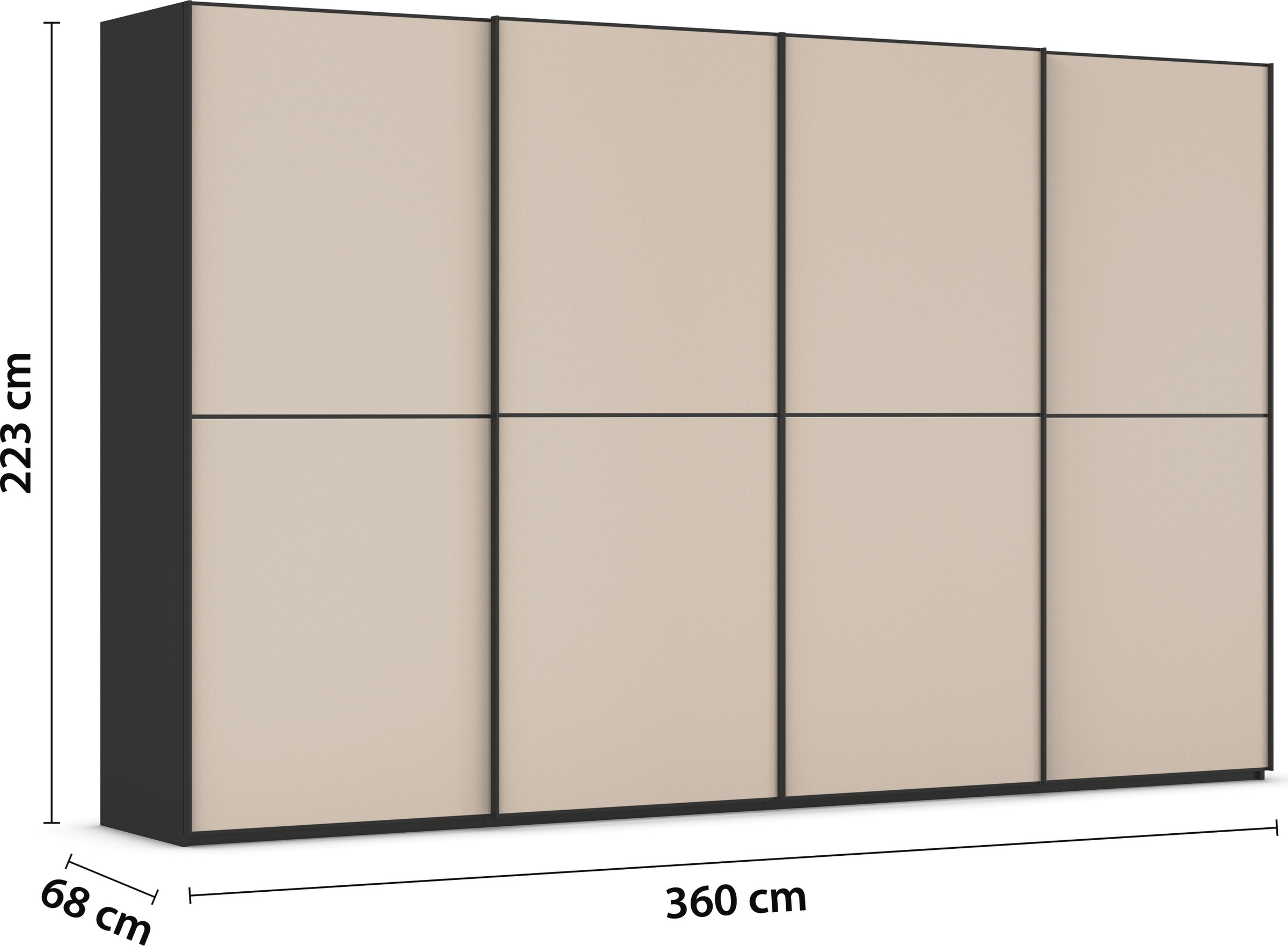 rauch Schwebetürenschrank »Kleiderschrank Schrank Garderobe Schlafzimmerschrank SCALE-DUO«, edle zweigeteilte Türen Glas-Front mit 3 Zierleisten MADE IN GERMANY