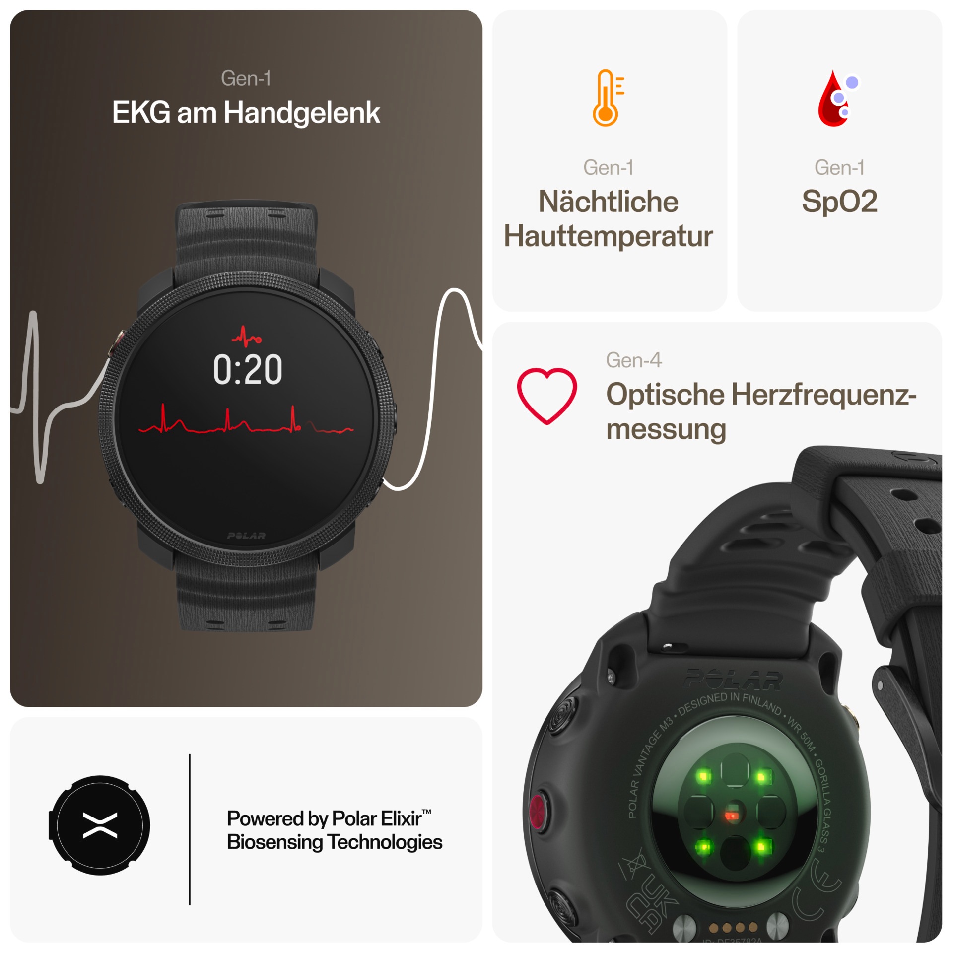 Polar Smartwatch »VANTAGE M3 S-L«, (3,3 cm / 1,28 Zoll), Proprietär, 32 GB