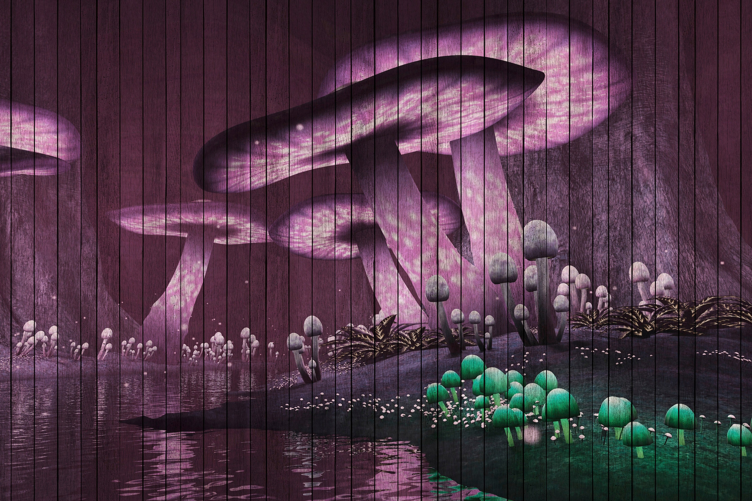 A.S. Création Leinwandbild »fantasy«, Kunst-Abstrakt-Kinder, (1 St.), Keilrahmen Bild Holzoptik Fantasiewelt Leinwand-Bild Wohnzimmer modern