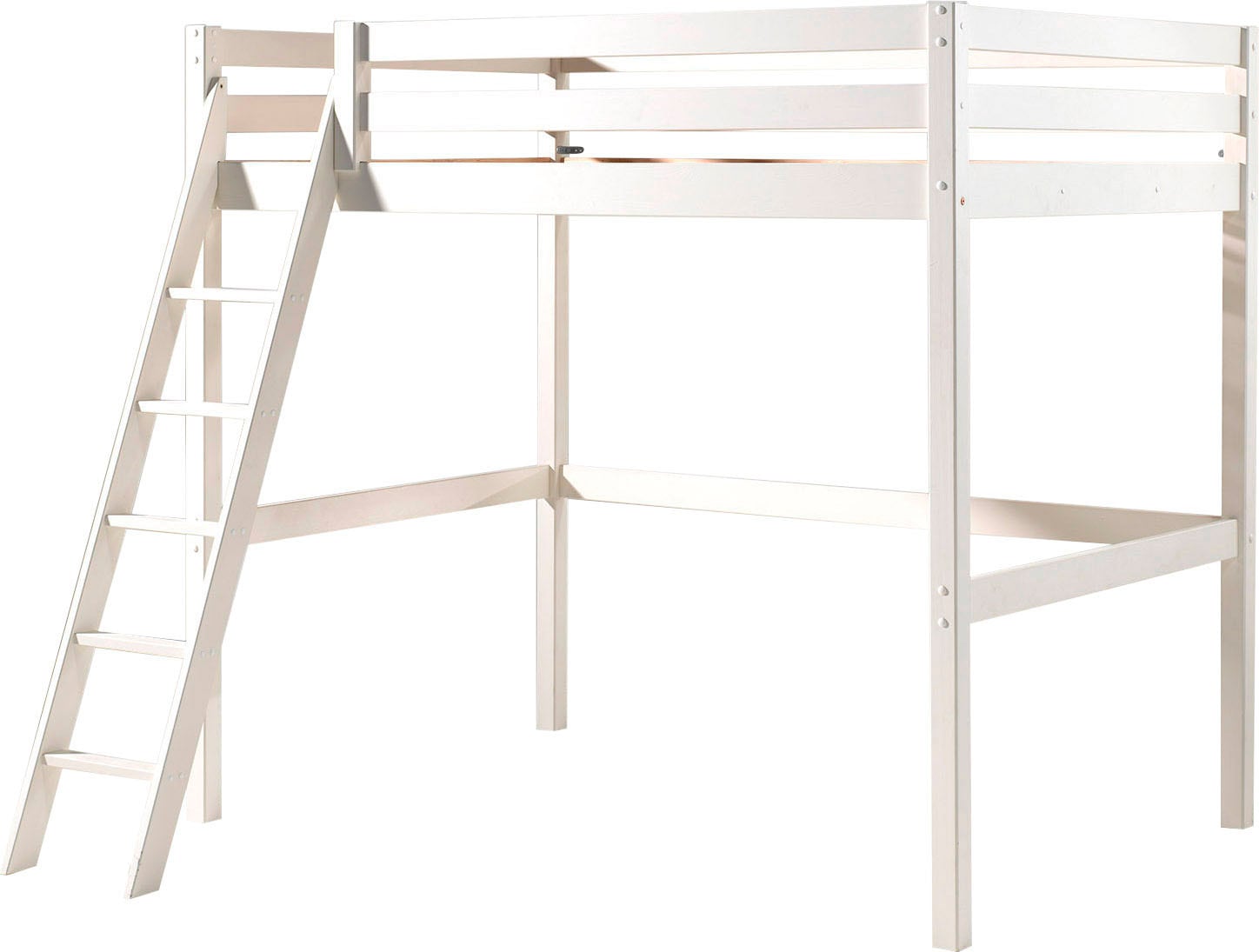 Vipack Hochbett »Pino, inkl. Rolllattenrost, Absturzschutz und schräger Leiter«, (B/H/T ca. 209x190x215cm, Höhe unter der Liegefläche 145 cm nutzbar), in zwei Breiten 90 oder 140 cm erhältlich