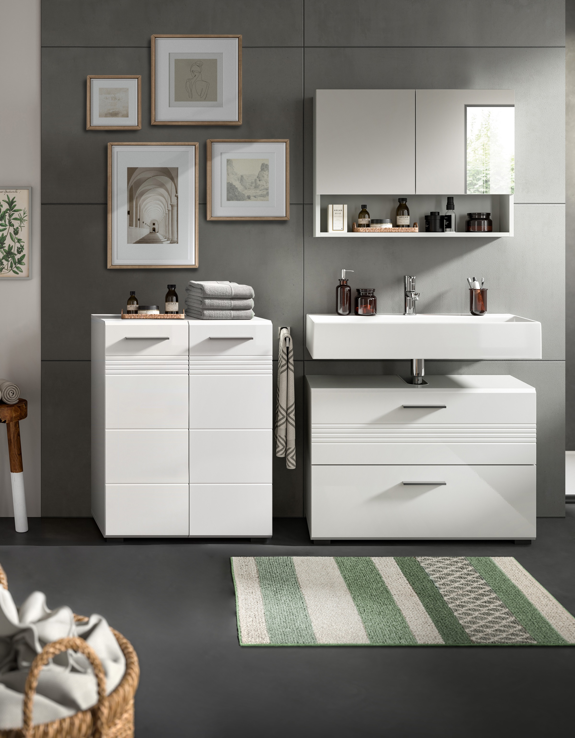 welltime Badmöbel-Set »Calicio, bestehend aus: Midischrank, Waschbeckenunte günstig online kaufen