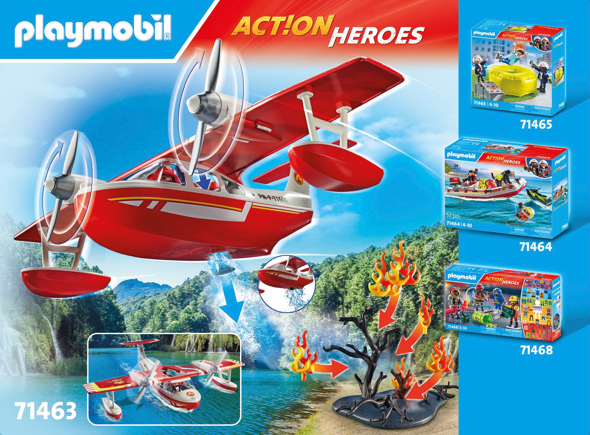 Playmobil® Konstruktions-Spielset »Feuerwehrflugzeug mit Löschfunktion (71463), Action Heroes«, (34 St.), Made in Europe