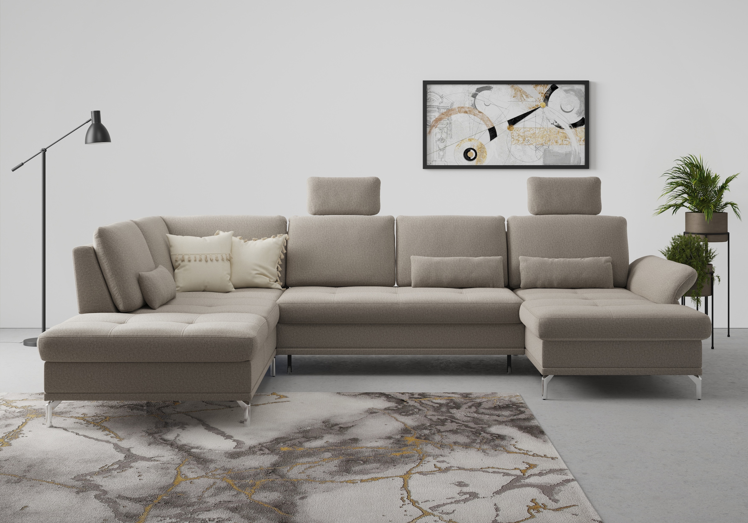 Home affaire Wohnlandschaft »Palm Beach U-Form« Federkern, mit Sitztiefenve günstig online kaufen