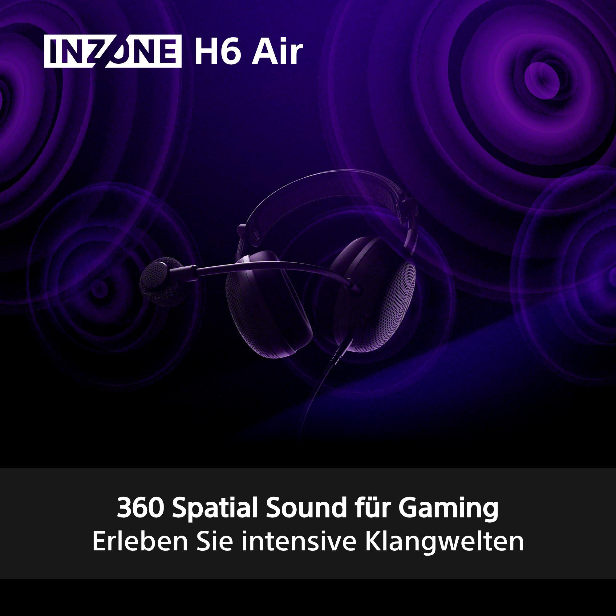 Sony Gaming-Headset »INZONE H6 Air« Stummschaltung 360 Spatial Sound, leichtes 199-g-Design, abnehmbares Bügelmikrofon