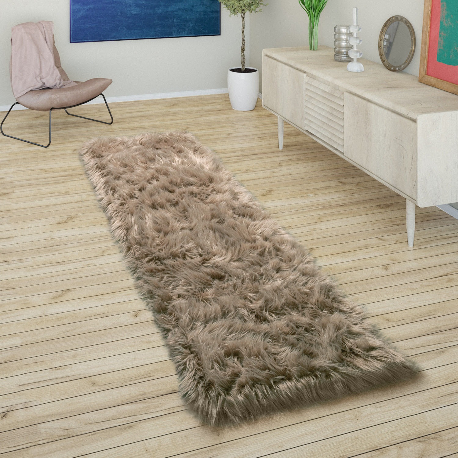 Paco Home Hochflor-Läufer »Playa 960«, rechteckig, 64 mm Höhe, Läufer, Kuns günstig online kaufen