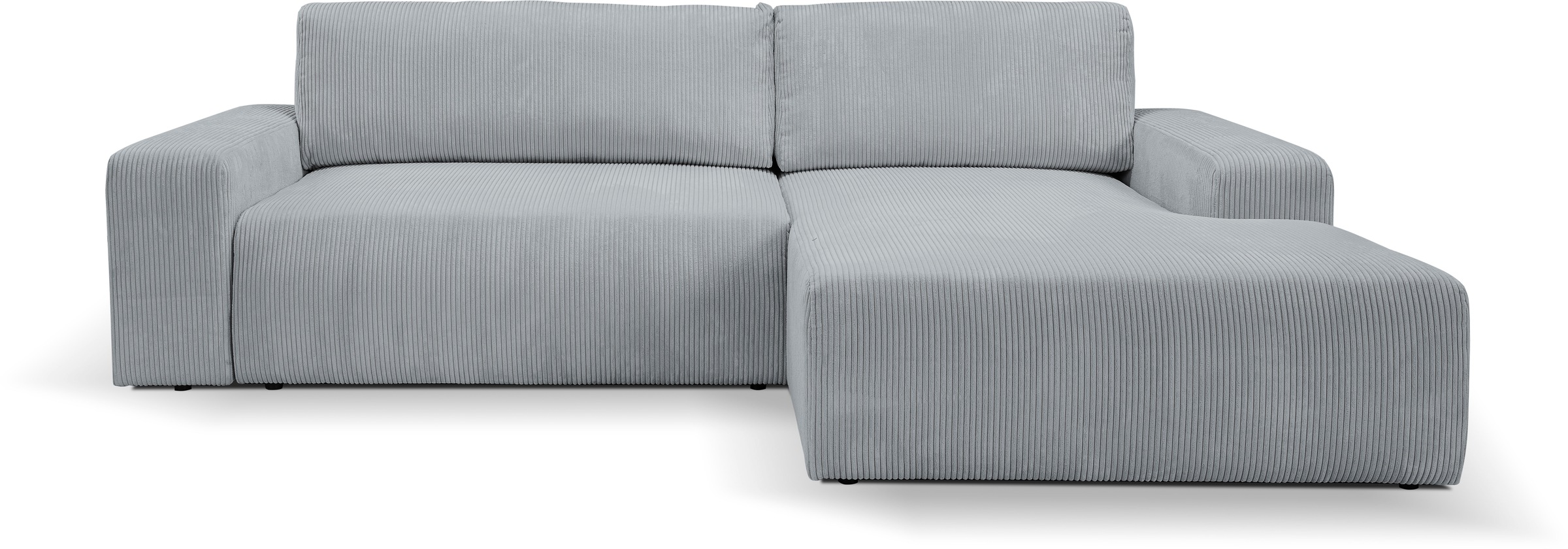 WERK2 Ecksofa »Rotterdam-L, kuschelweicher Cord oder Breitcord, L-Form, Breite 267 cm«, Design Ecksofa mit Schlaffunktion & Bettkasten, Cord, Grau