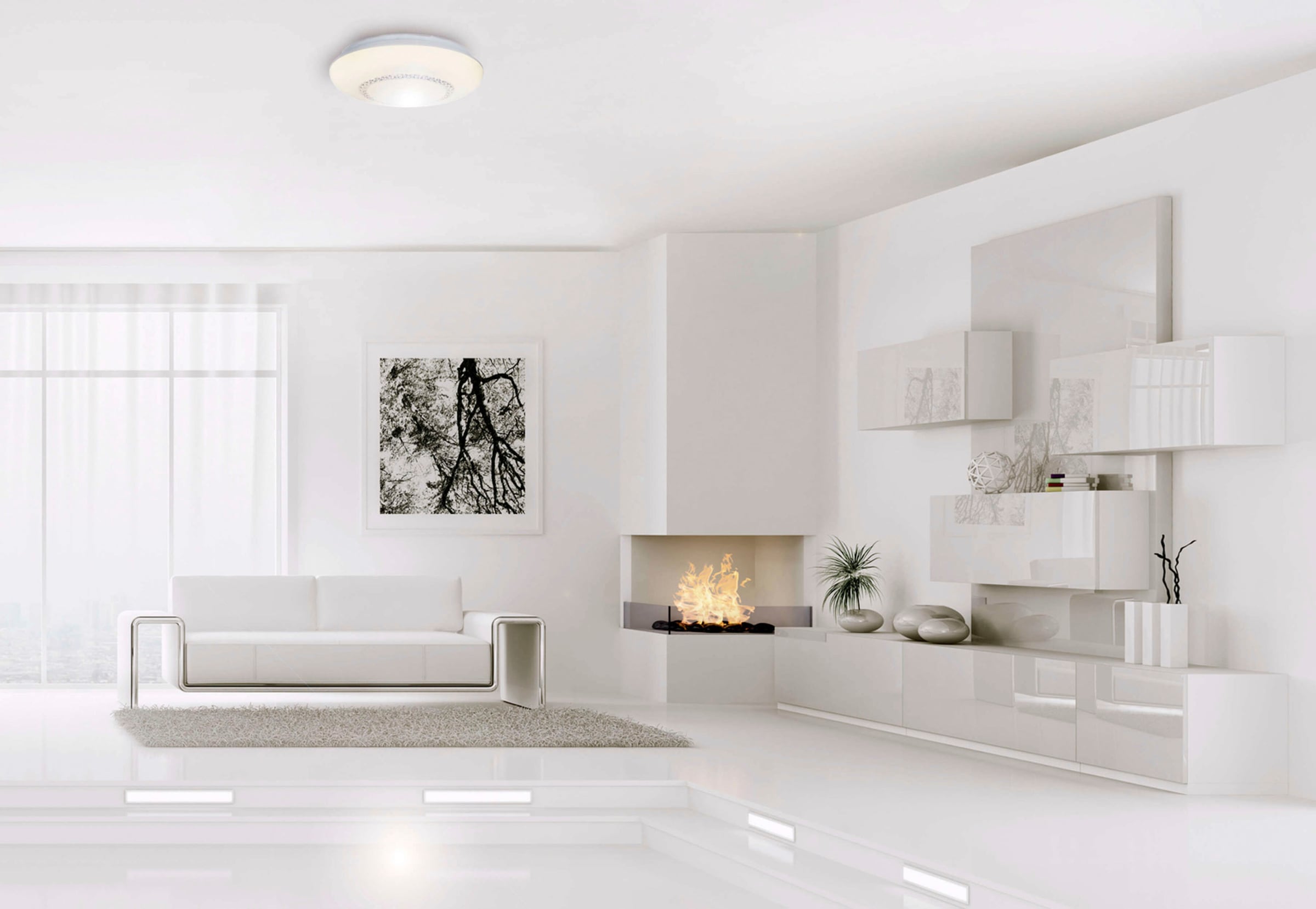 näve LED Deckenleuchte »Pilsen«, 1 flammig, Leuchtmittel LED-Modul | LED wechselbar, Acrylschirm mit Kristallelementen, incl LED´s warmweiß, D: 41cm, weiß