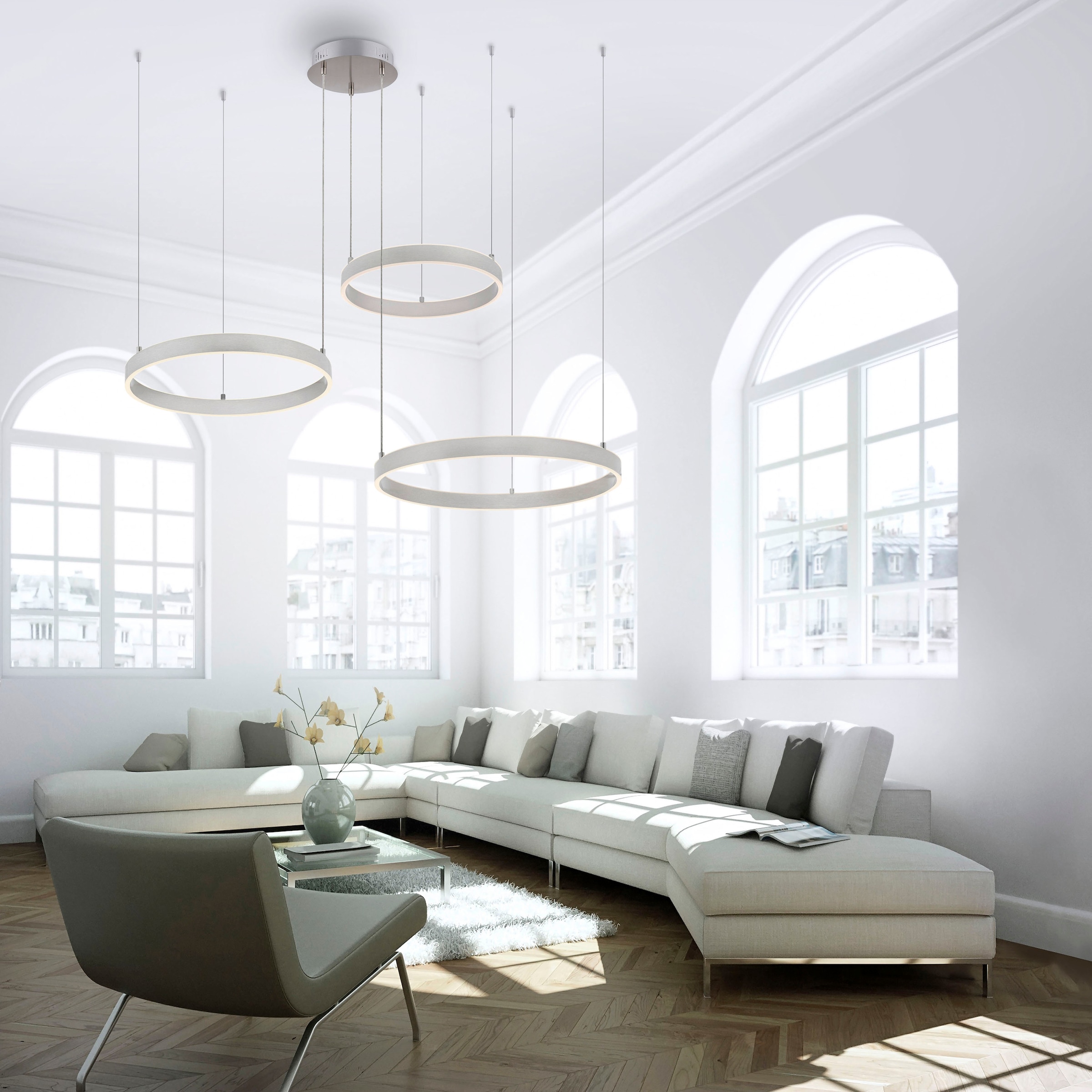 JUST LIGHT Pendelleuchte »LILLUTI« LED-Board 1 Stk. Warmweiß Fernbedienung, günstig online kaufen