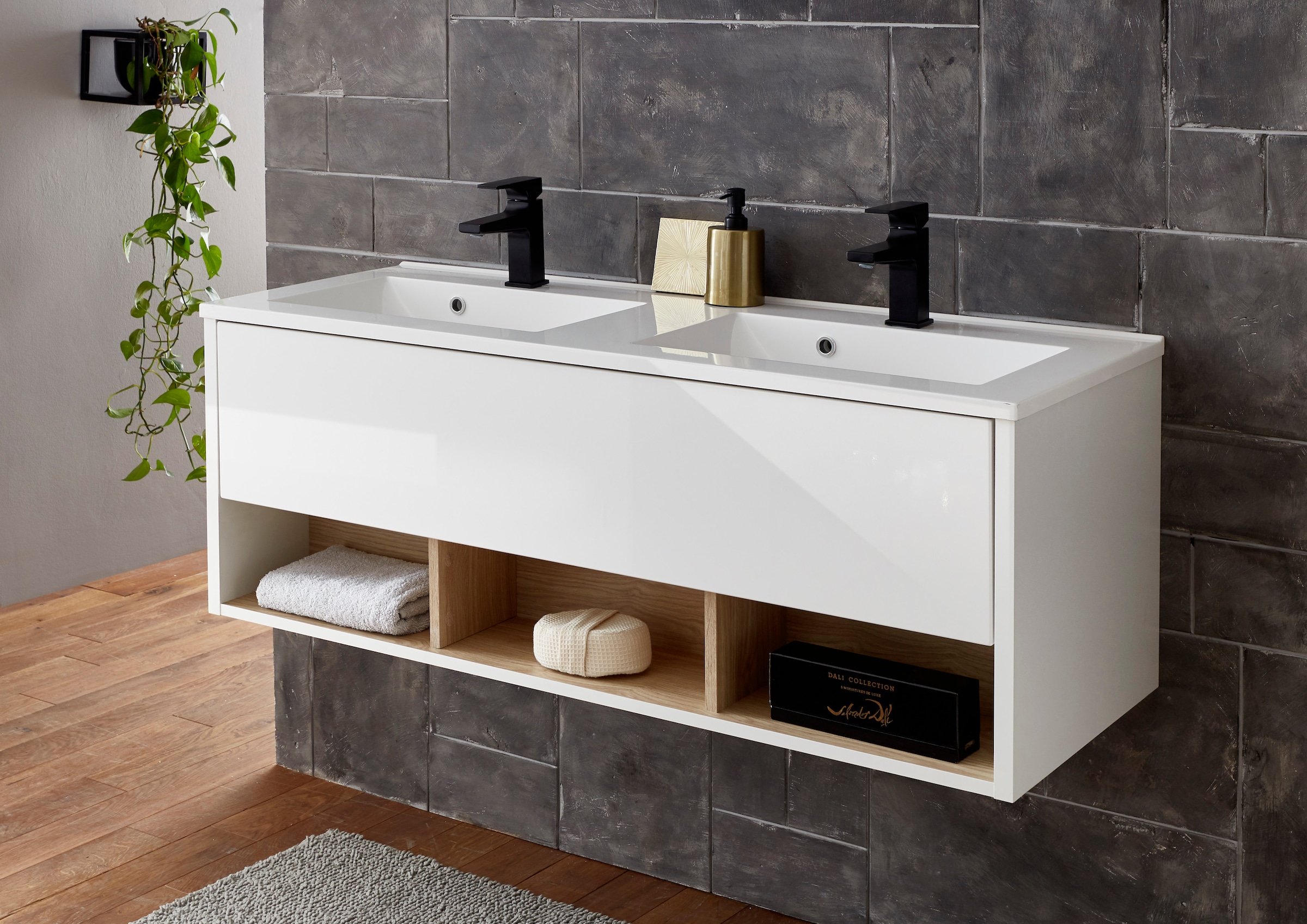 Places of Style Waschtisch »Studio Line, Waschtisch inkl. Waschbecken, modernes Design«, in zwei Farben verfügbar, ausreichend Stauraum