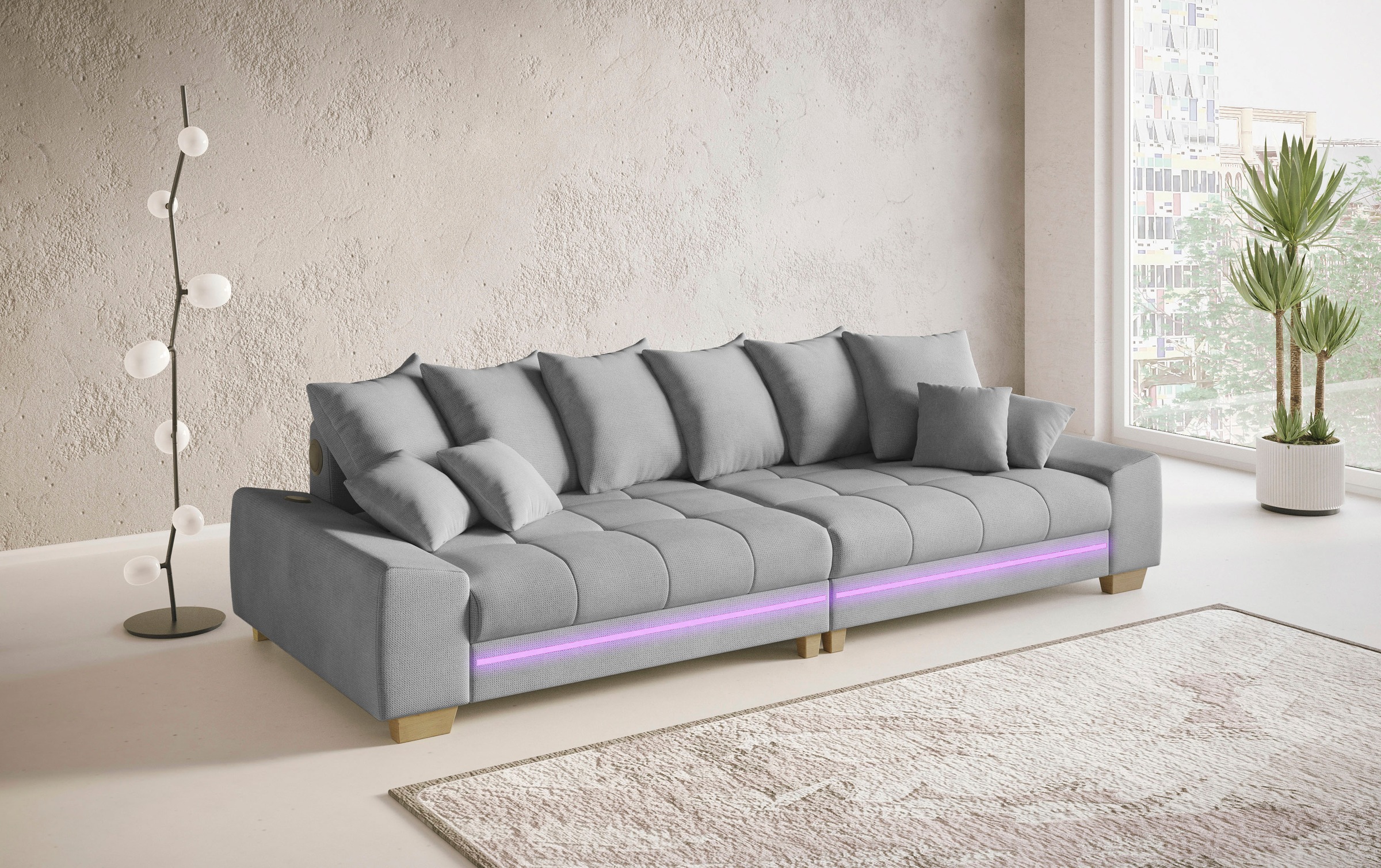 Mr. Couch Big-Sofa »Nikita II«, RGB-LED, Bluetooth-Soundsystem, wahlweise mit Kaltschaum