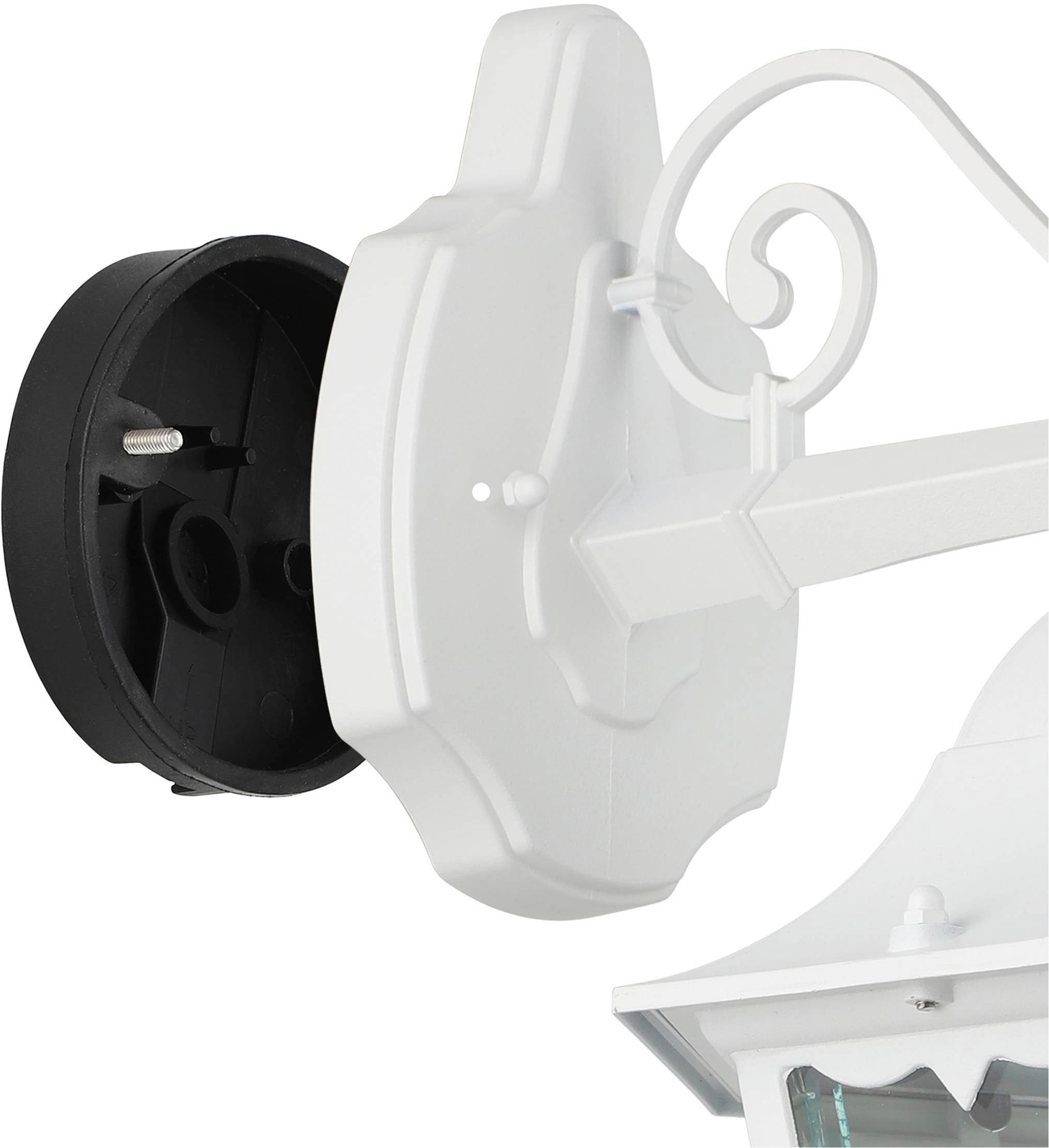 EGLO Wandleuchte »Navedo Außen-Wandlampe, Wandlampe aus Aluguss und Glas, E27, IP44« E27 1 Stk. Wand-/Deckenleuchte - L20 x H47,5 x AL28,5 cm - weiß - 1X60W exkl.