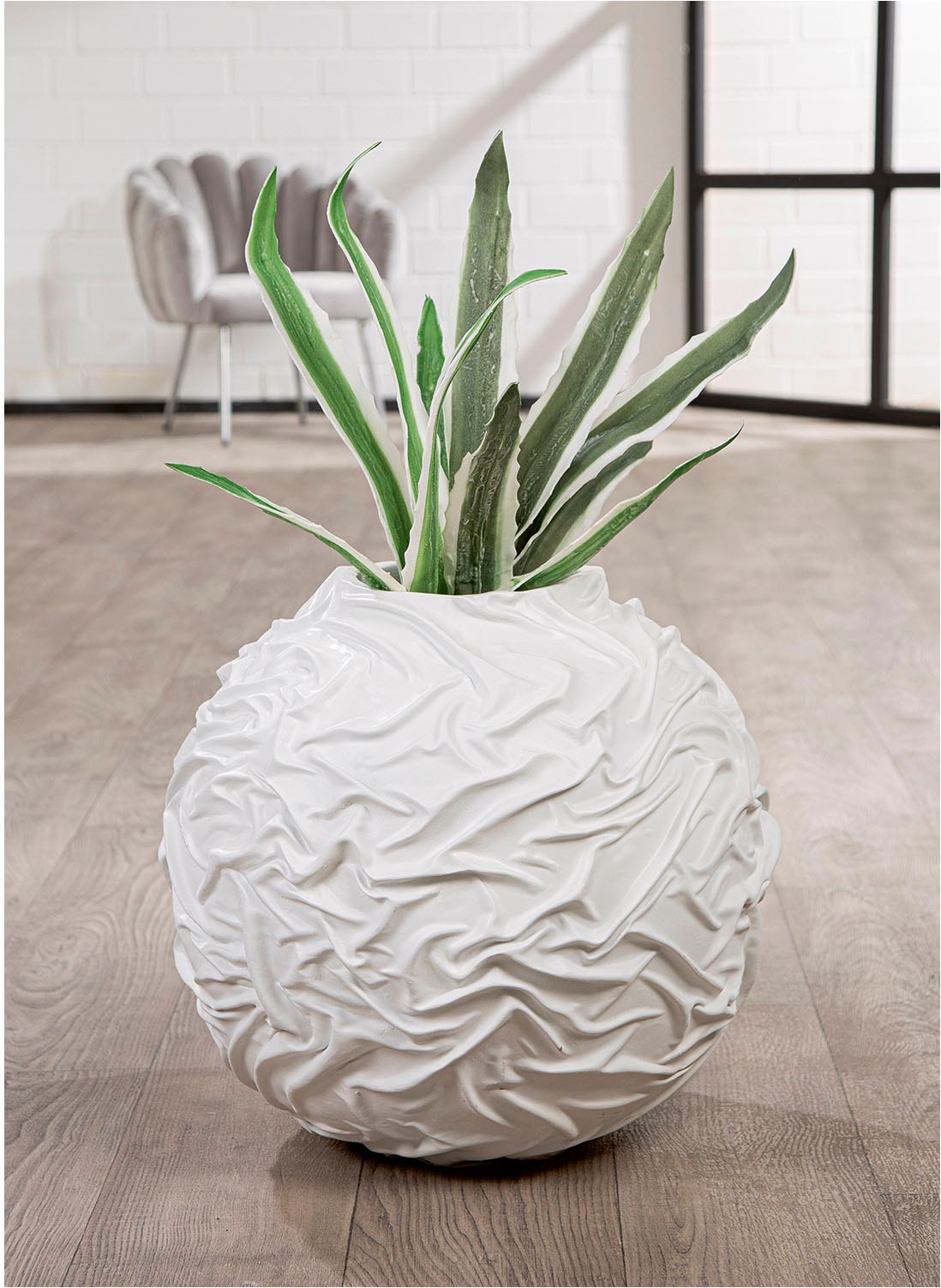 GILDE Bodenvase »Bodenvase organisch Drapes weiß«