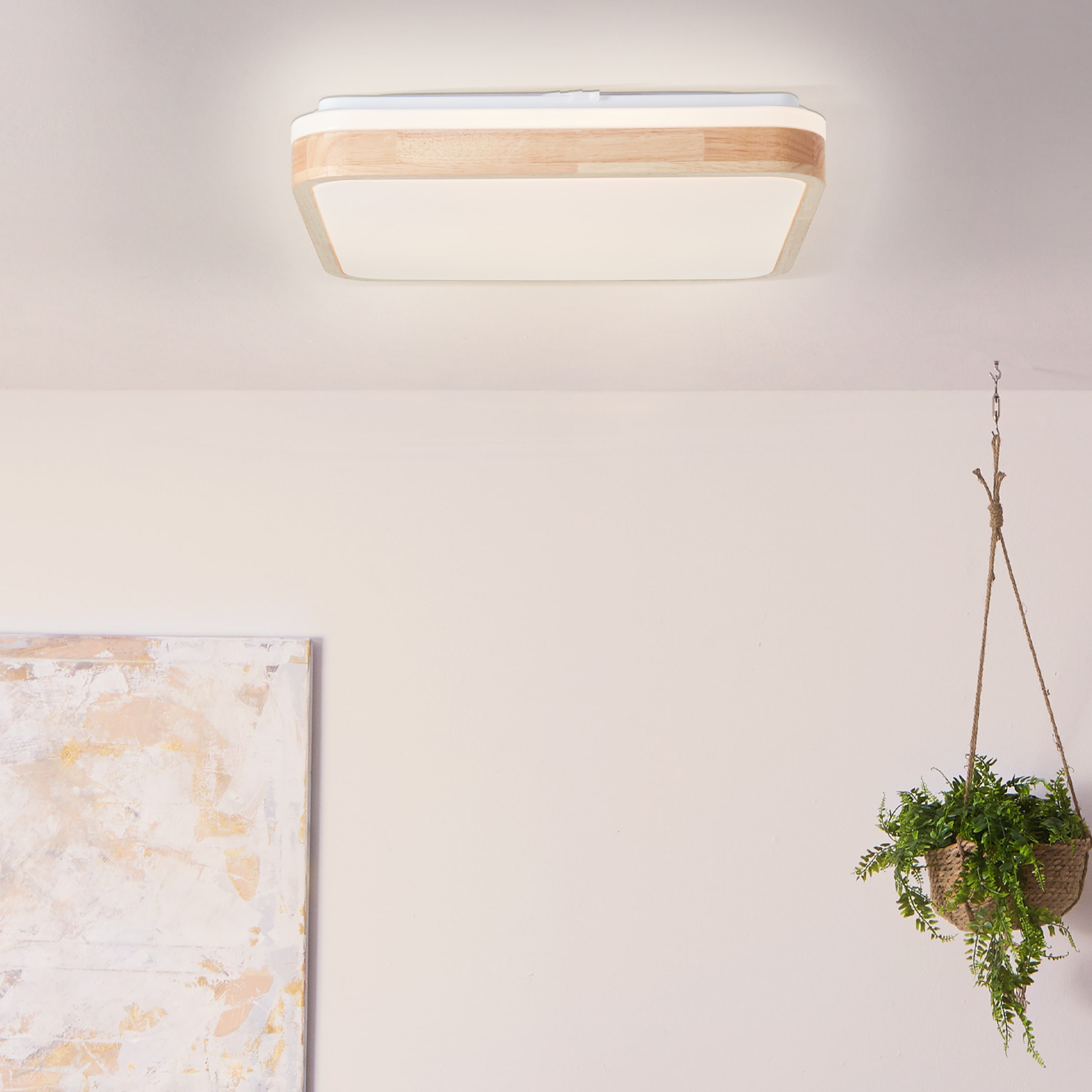 Brilliant LED Deckenleuchte »Tumeo«, 40 x 40 cm, 2400 lm, Metall/Holz, holz hell/weiß