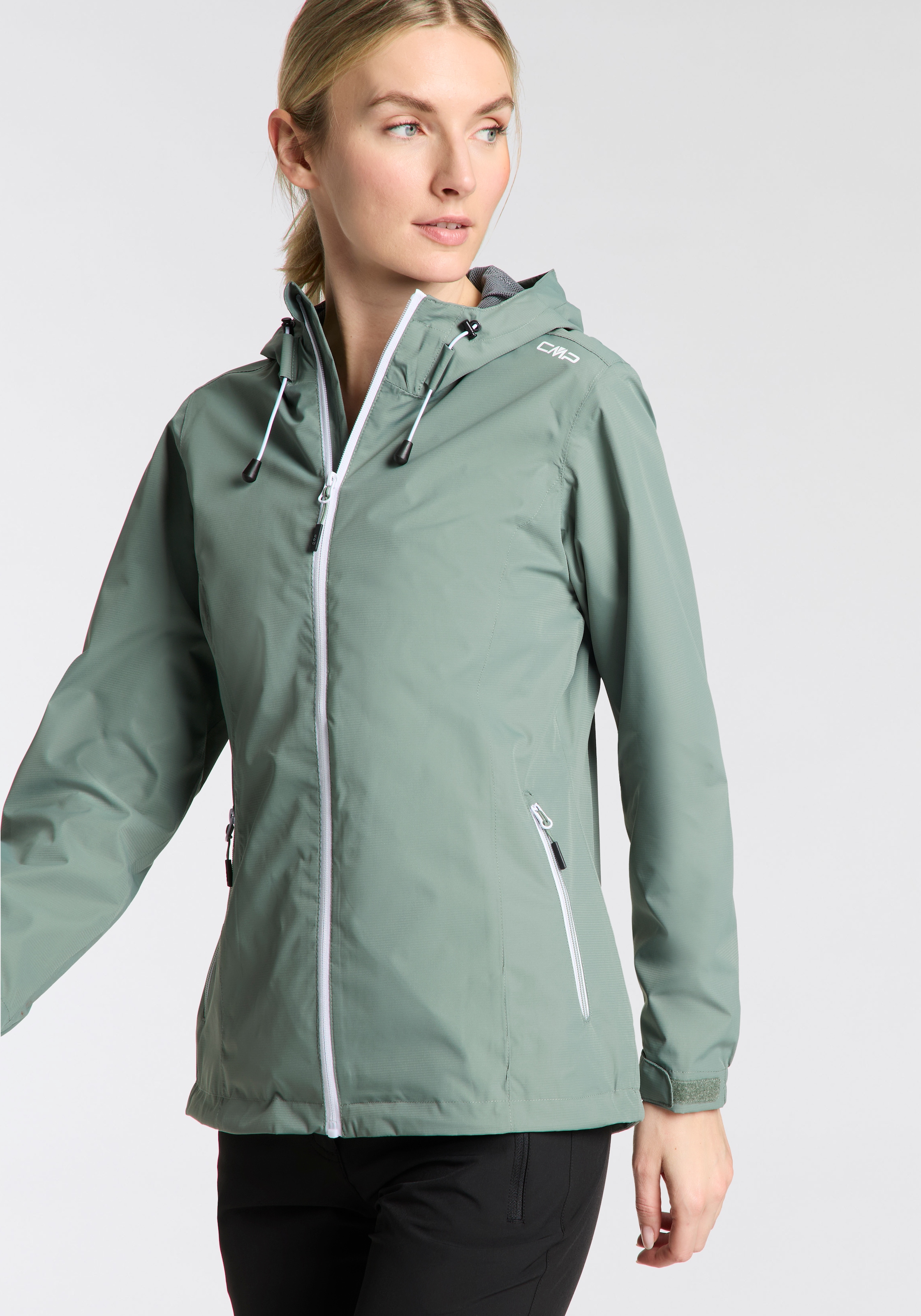 Regenjacke 1 Stk. tlg. mit Kapuze Atmungsaktiv & Winddicht & Wasserdicht, Gr. 36, salvia