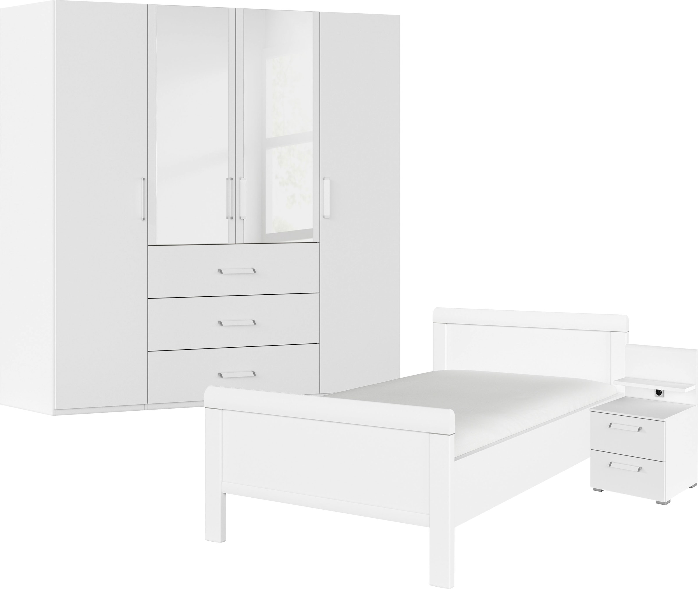 rauch Schlafzimmer-Set »Komplettschlafzimmer Schlafzimmer EVELYN«, (Set, 3 tlg.), Schrank und Bett in 2 Breiten, Nachttisch mit Paneel MADE IN GERMANY