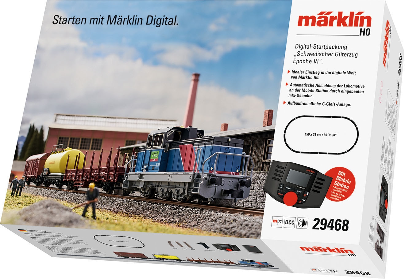 Märklin Modelleisenbahn-Set »Digital-Startpackung "Schwedischer Güterzug Epoche VI" - 29468«, mit Licht- und Soundeffekten; Made in Europe