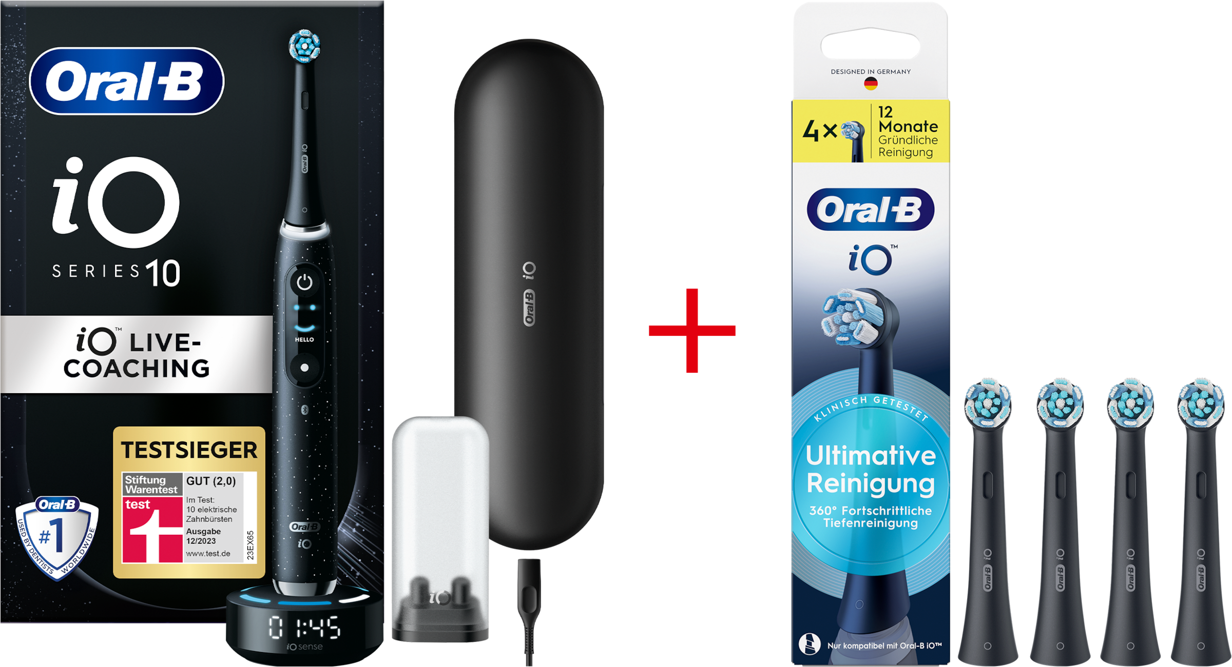 ORAL-B Elektrische Zahnbürste »iO 10« 5 Stk. Aufsteckbürsten Magnet-Technologie, iOsense, 7 Putzmodi, Farbdisplay & Lade-Reiseetui cosmic black...