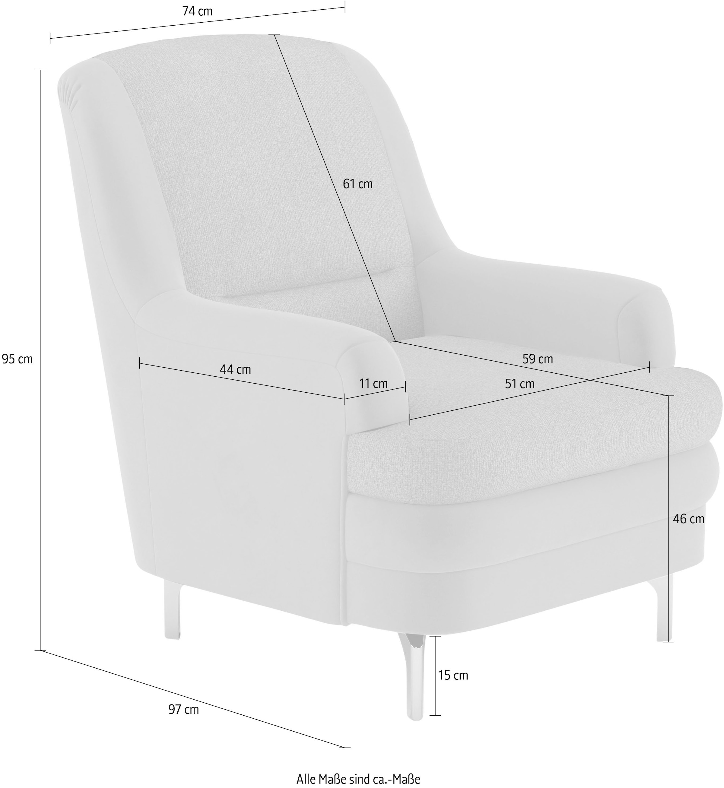 sit&more Sessel »Orient«, inkl. 1 Zierkissen mit Strass-Stein, goldfabene Metallfüße