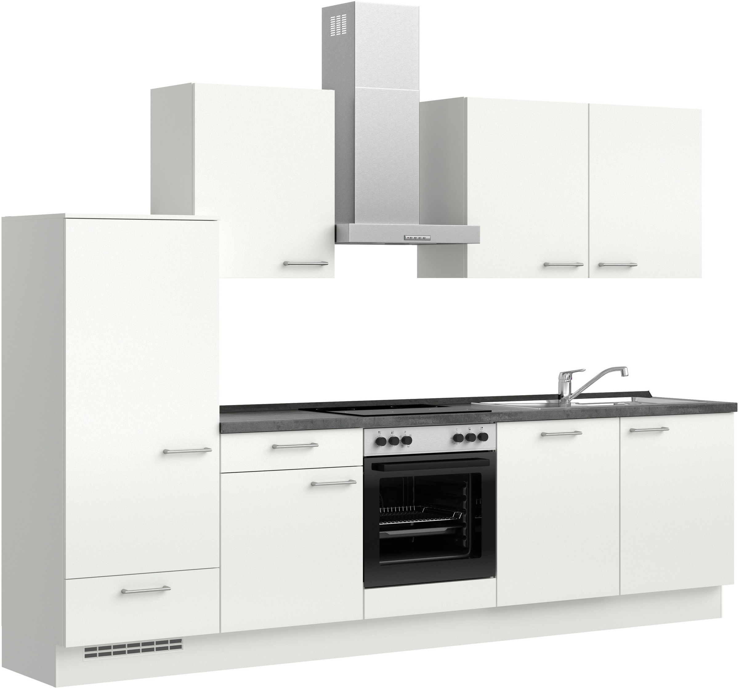 nobilia® Küchenzeile »"Laser I", Ausrichtung wählbar, Breite 300 cm«, vormontiert, wahlw. mit unterschiedlichen E-Geräten-Sets
