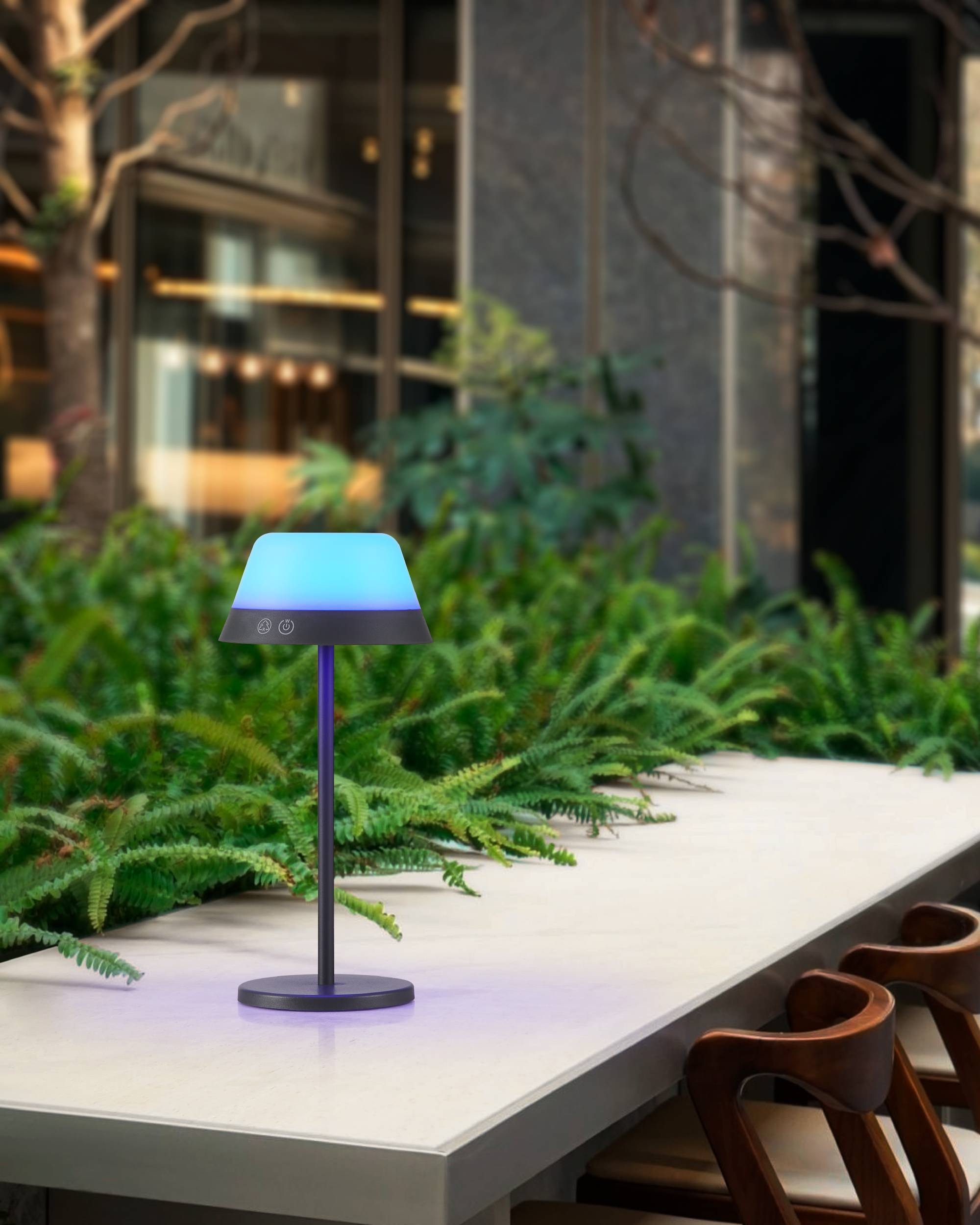 EGLO Tischleuchte »Meggiano Tischlampe, kabellos, aufhängbarer Lampenschirm, IP54, Lampe« LED-Modul 1 Stk. RGB | Warmweiß Tischleuchte - H32 x Ø15 cm - grau - 1X1,5W;1X0,8W inkl.