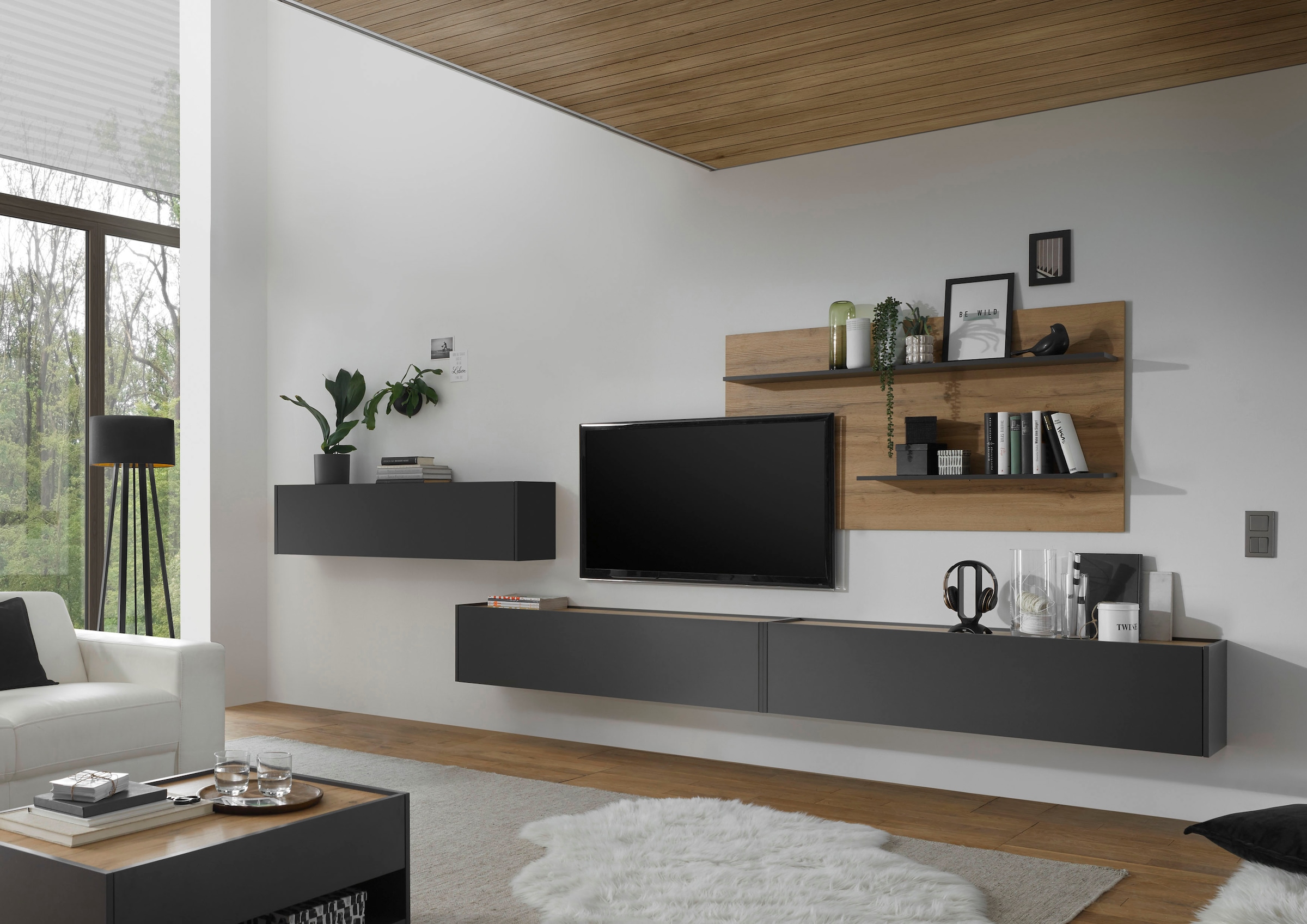 INOSIGN Wohnwand »City/Giron, moderne Anbauwand, Komplettset in vielen Farben verfügbar«, (Set, 4 St.), enthält drei Hängeschränke & ein Wandpaneel
