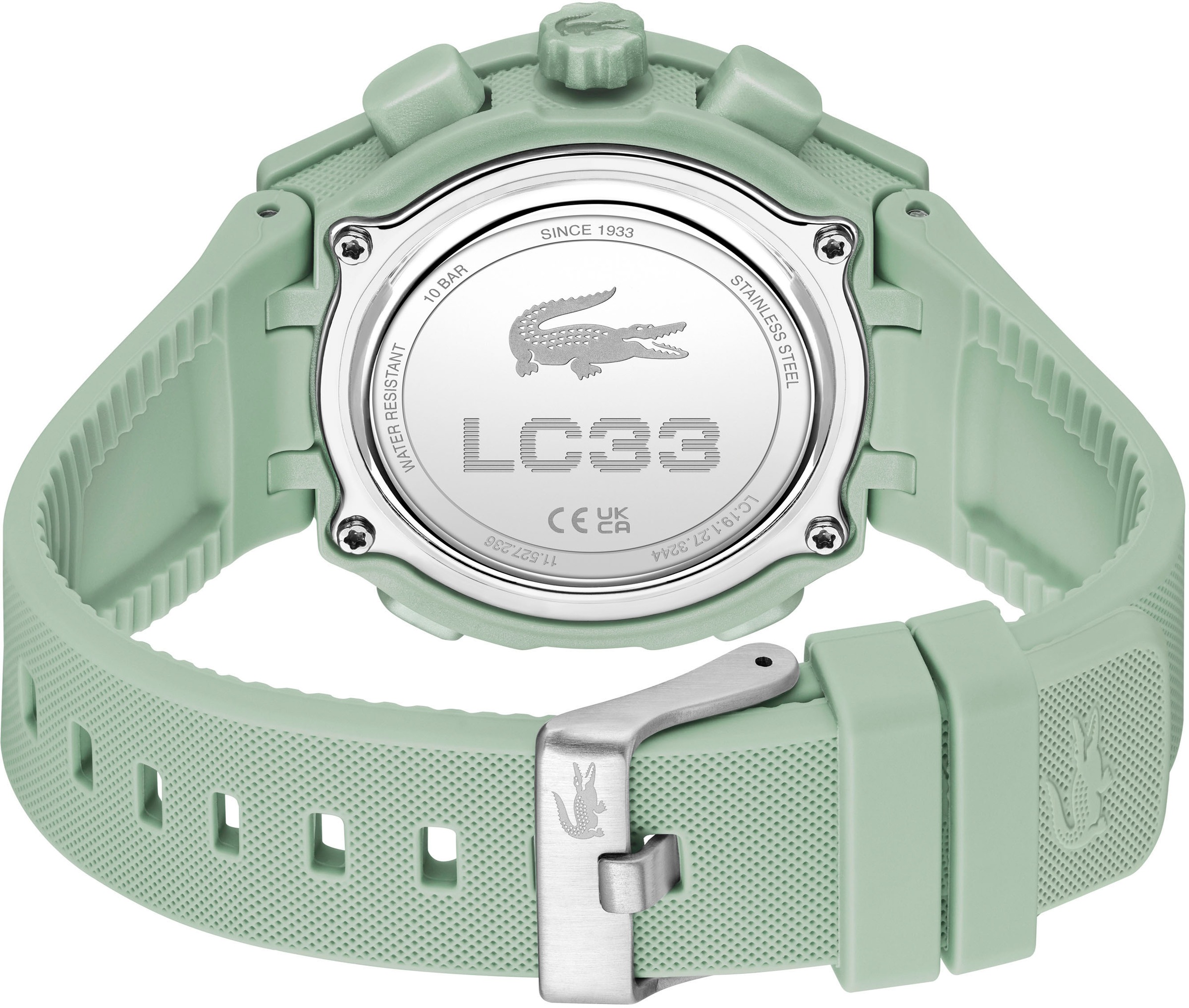 Lacoste Quarzuhr »LC33«, Armbanduhr, Damenuhr, Silikonarmband, analog, digital, Stoppfunktion
