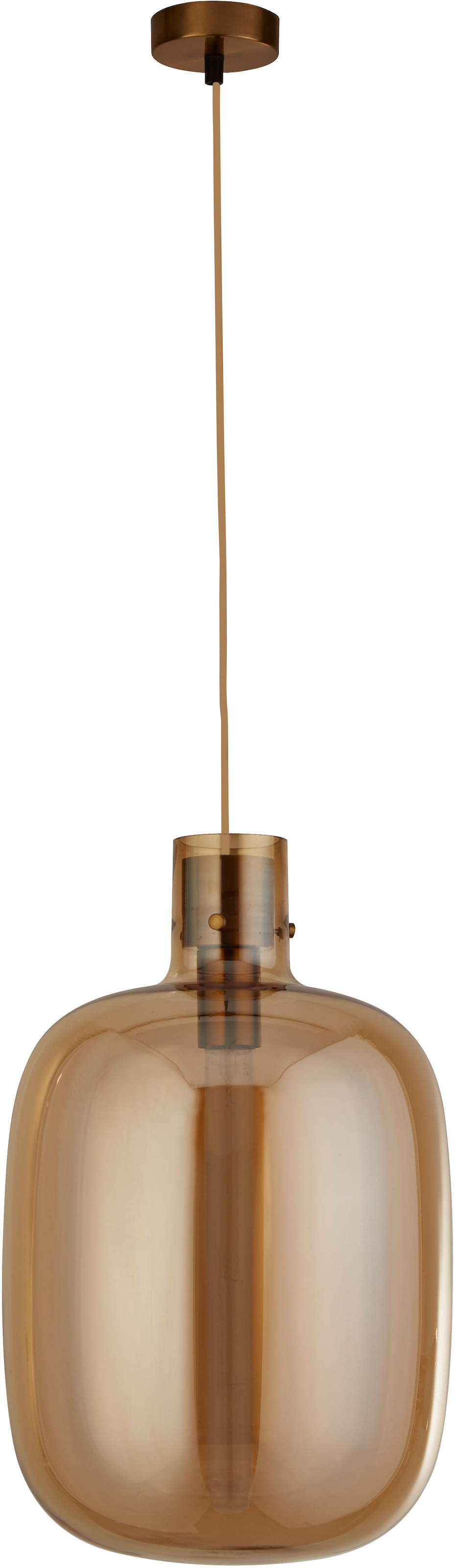 Searchlight Hängeleuchte »Barrel Pendant - Satin Brass & Amber Glass« E27 1 Stk.