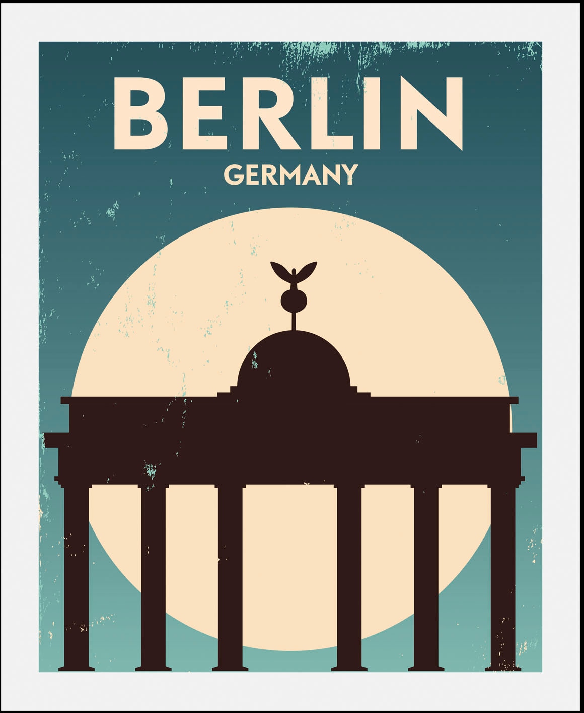 queence Bild »Berlin«, Städte-Deutschland-Schriftzug-Berlin-Gebäude-Sprüche & Texte, (1 St.), HD Premium Poster-Druck inkl. Holzrahmen