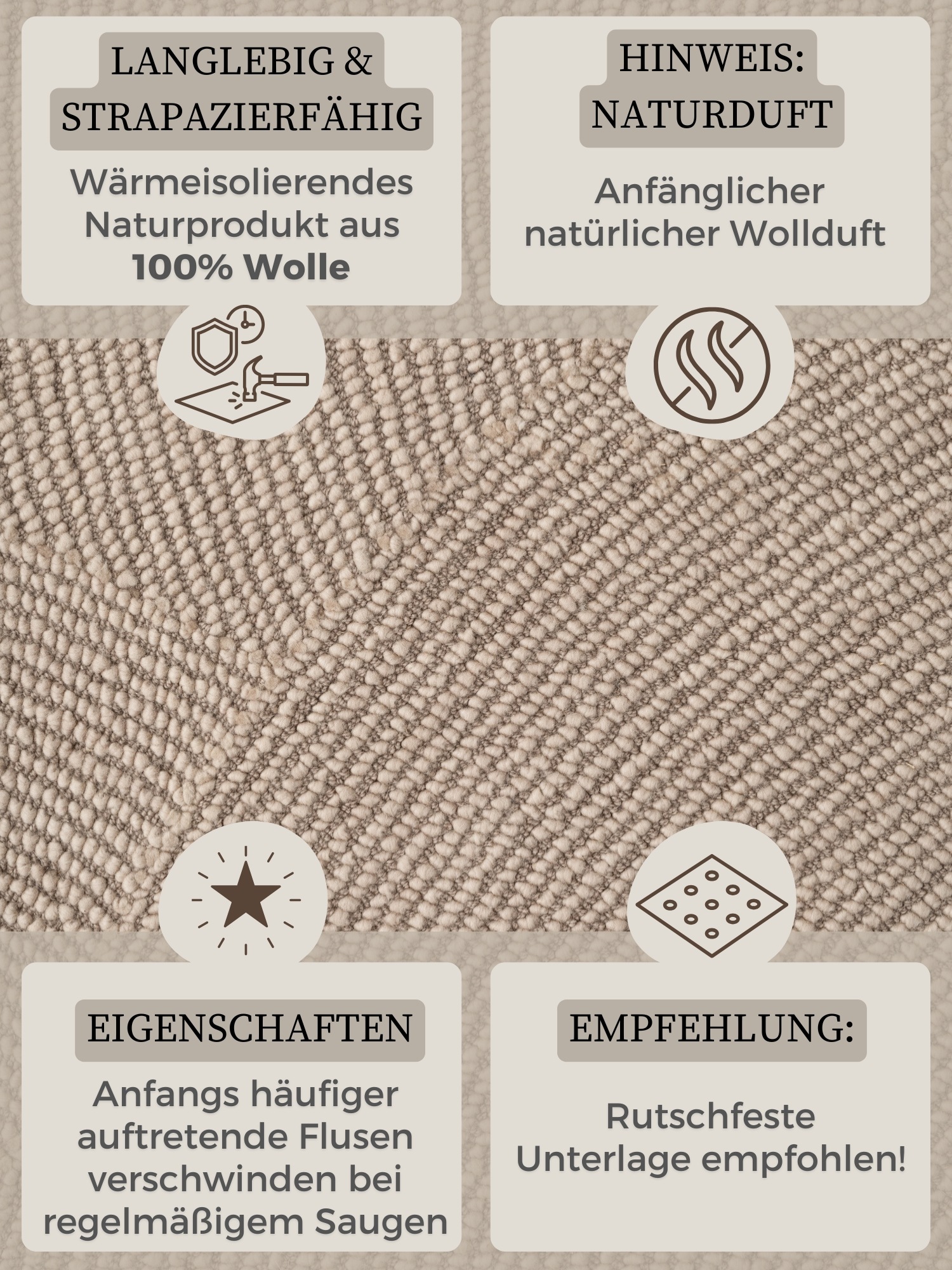 HANSE Home Wollteppich »Eleni«, rechteckig, 18 mm Höhe, Handgetuftet, Wolle, Natur, Wohnzimmer, Schlafzimmer, Skandi, Hygge