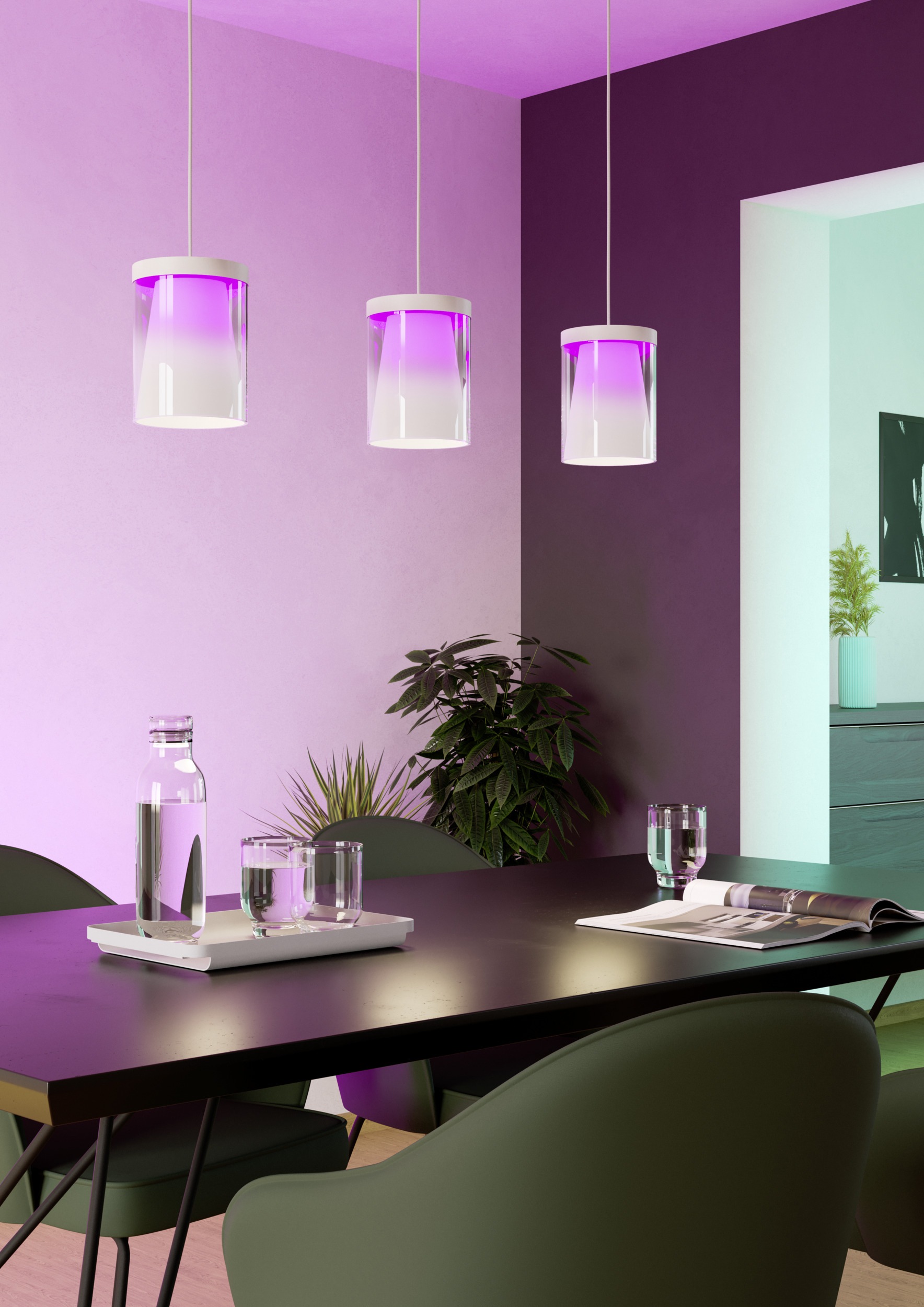 EGLO Hängeleuchte »CHIUSELLO-Z Pendellampe - Stahl - LED - 3X3,7W - IP20« LED-Modul 1 Stk. Kaltweiß | Neutralweiß | Warmweiß Hängelampe, Deckenlampe, Wohnzimmer, Esszimmer, L83 x B13 x H110 cm