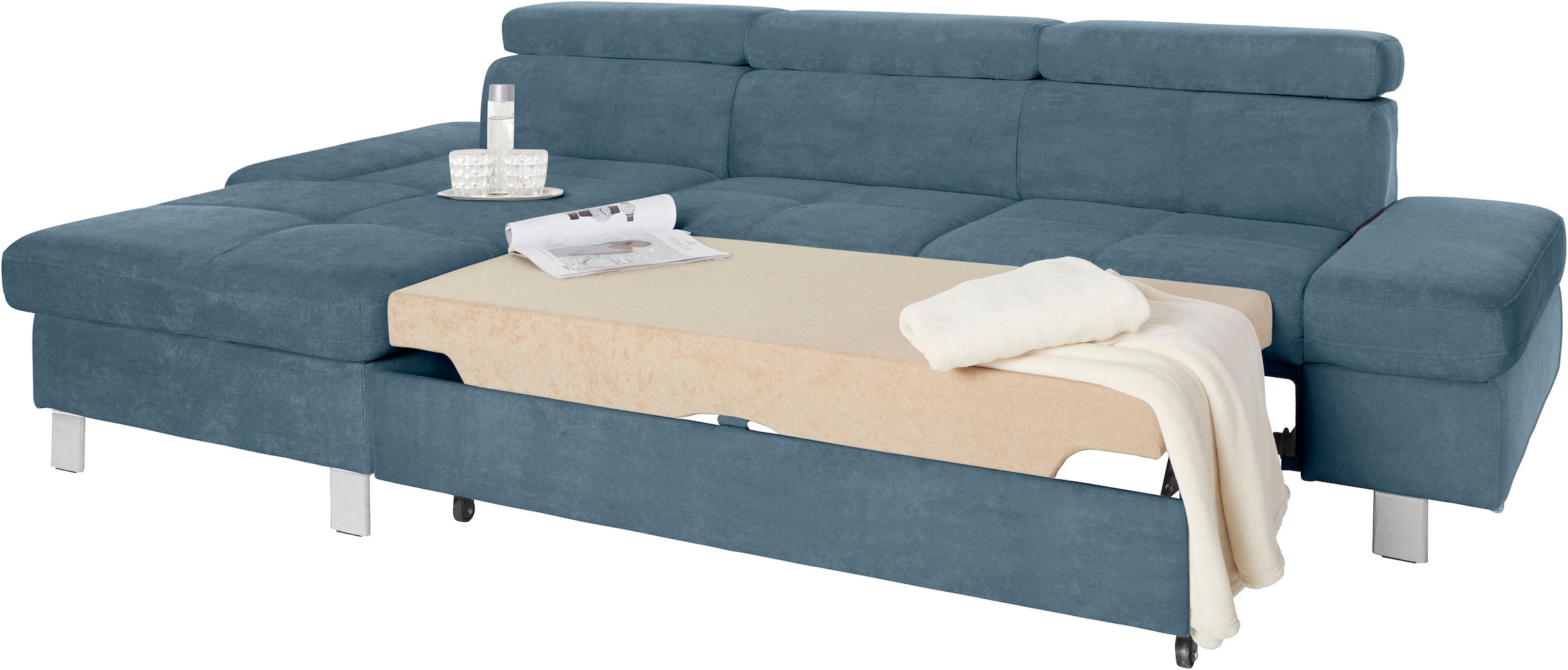 exxpo - sofa fashion Ecksofa »Fiji, hochwertige Detailverarbeitung im Sitz und Rücken, L-Form«, bequem durch Kopf- und Armteilverstellung, wahlweise mit Bettfunktion