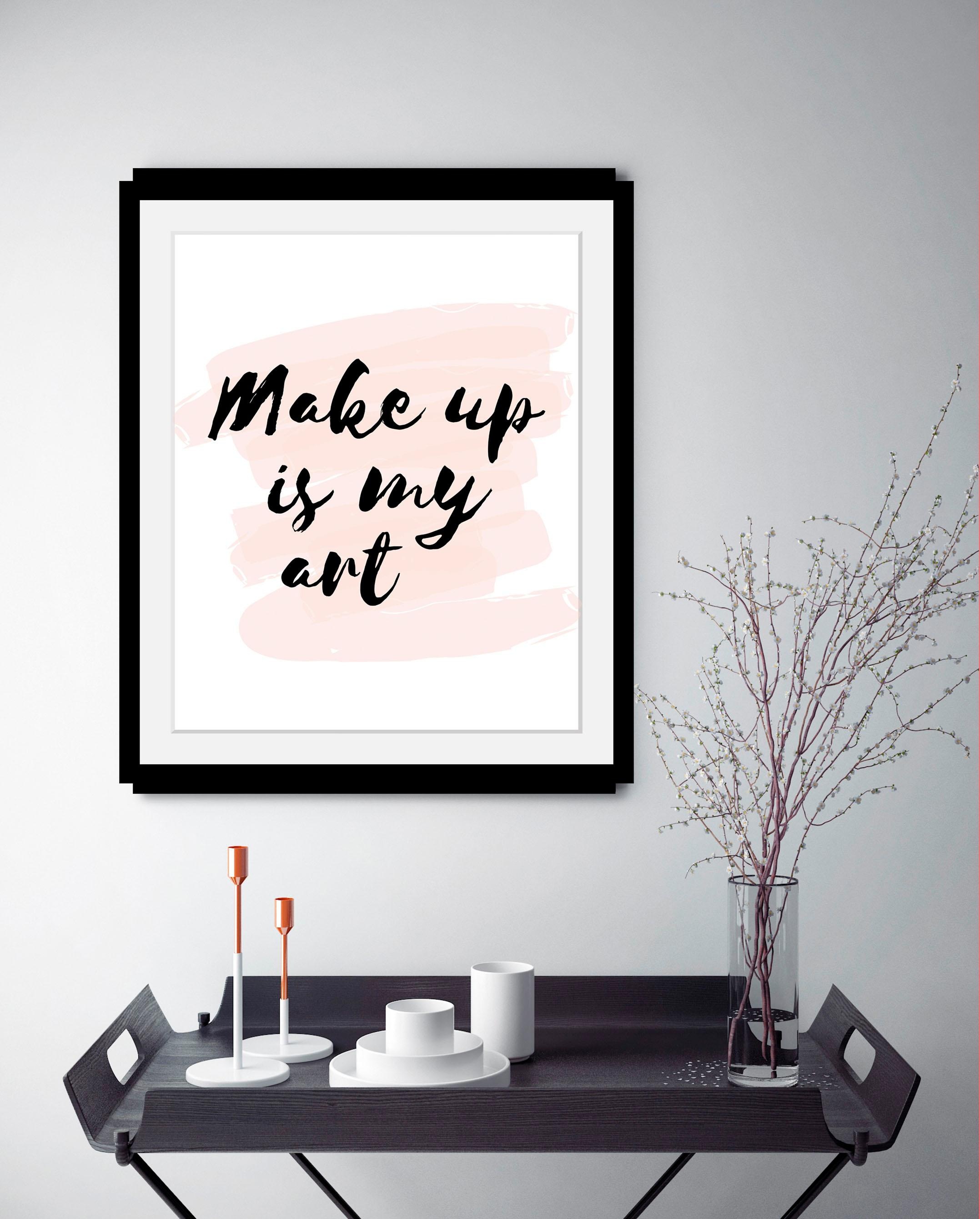 queence Bild »Make up«, Schwarz-Weiß-Schriftzug-Motivationsbilder-Fashion-F günstig online kaufen