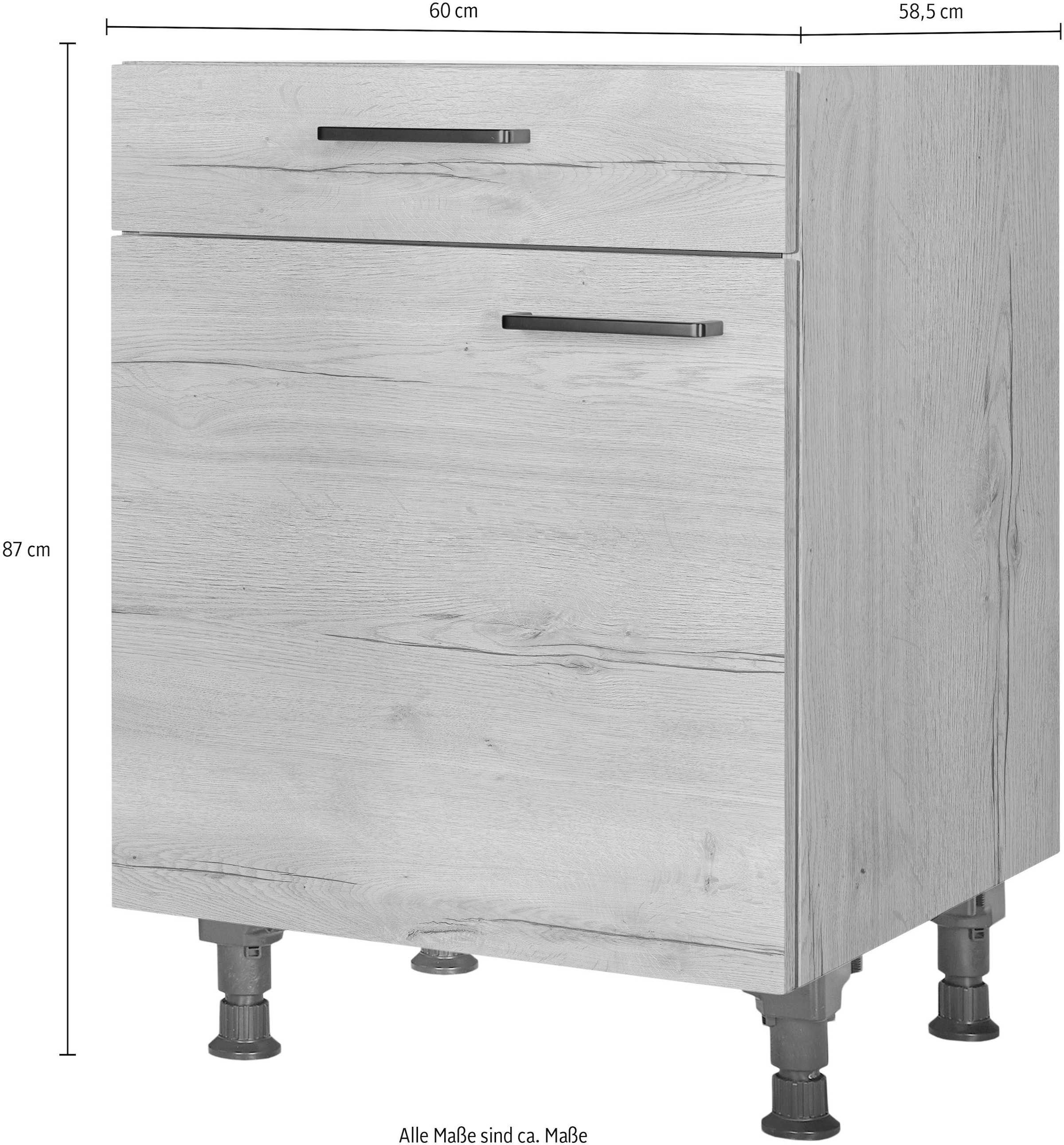 nobilia® Kochfeldumbauschrank »"Structura", mit Schukasten und Tür, Ausrichtung wählbar« vormontiert, Breite 60 cm