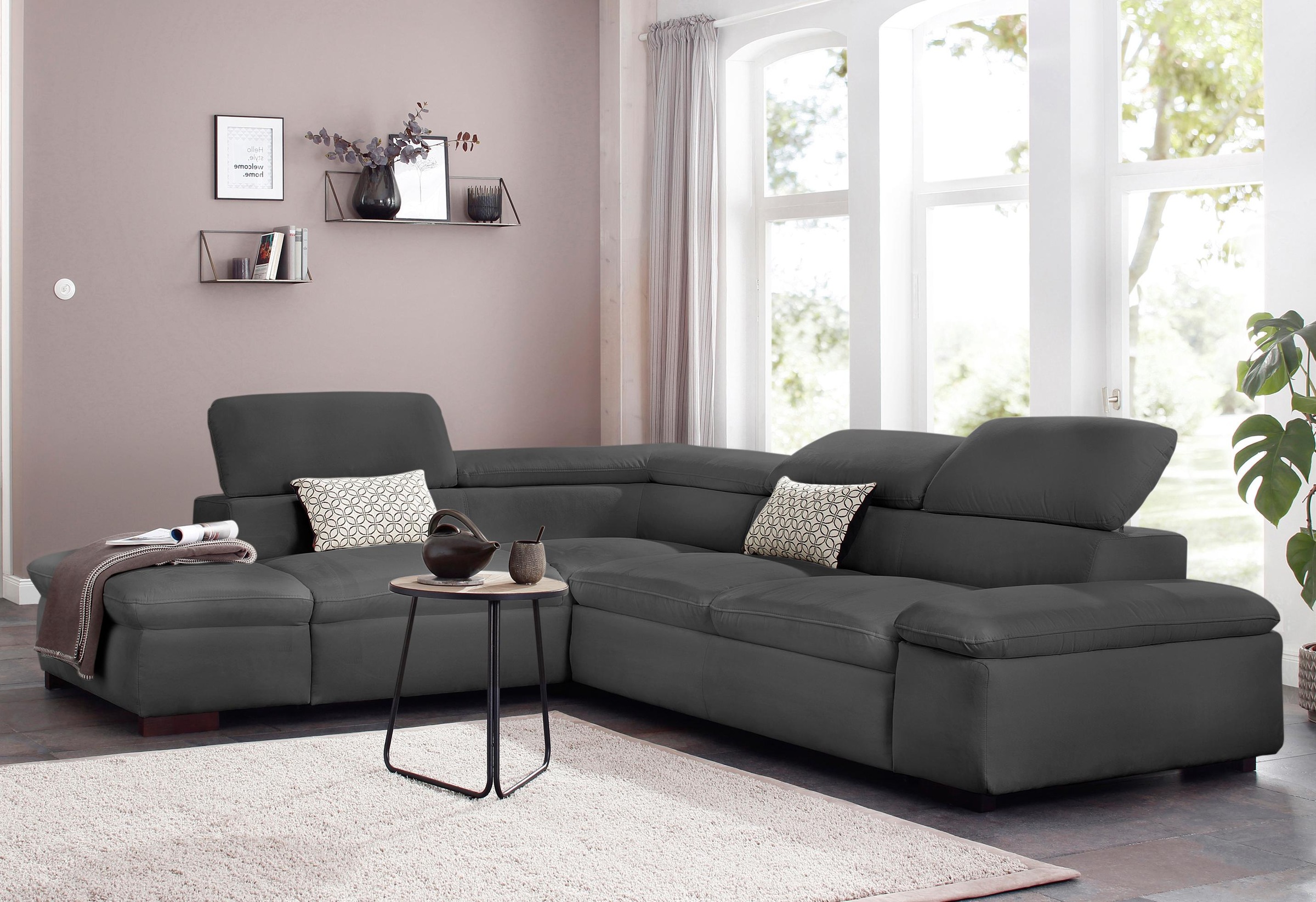 Home affaire Ecksofa »Alberto L-Form«, mit Kopfteilverstellung, wahlweise mit Bettfunktion